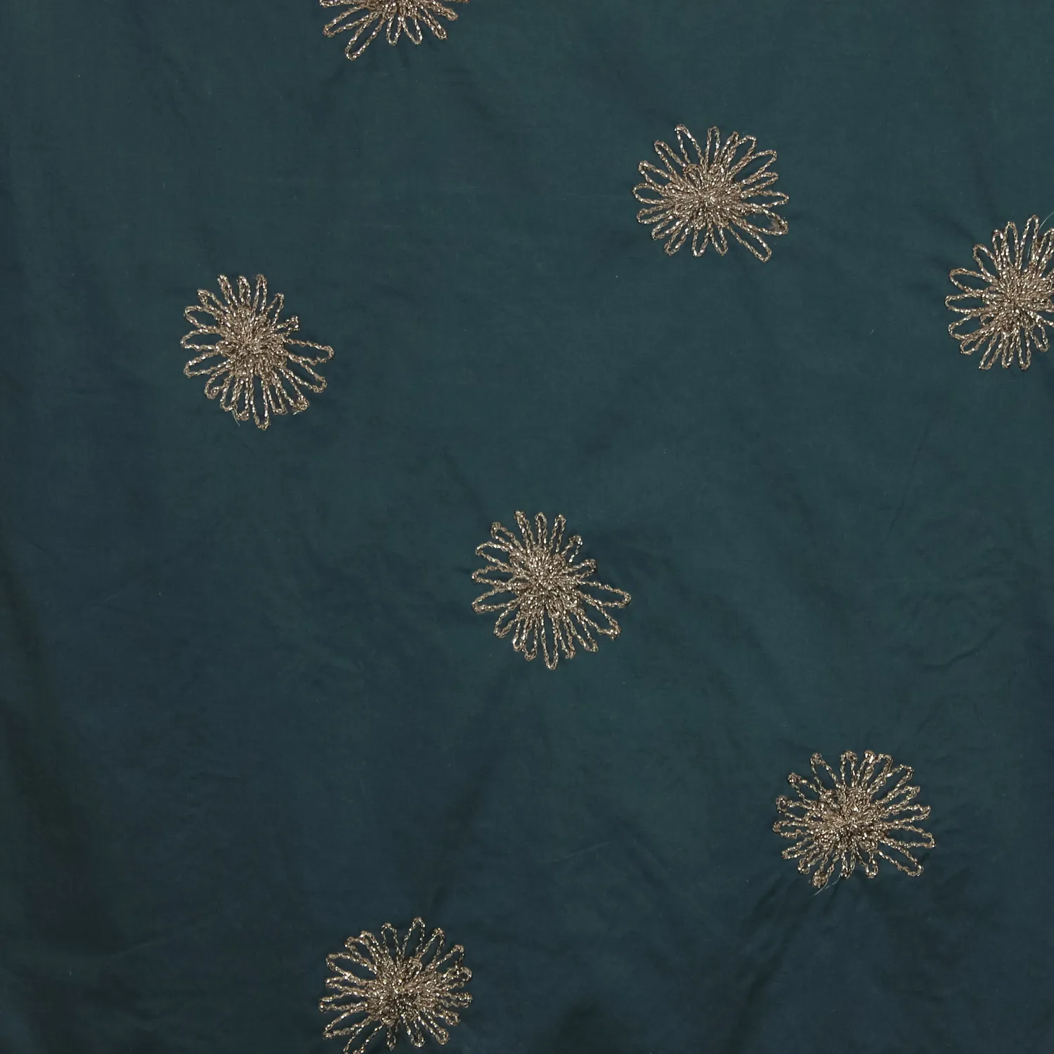 Katoen elasthane blauw met lurex geborduurd