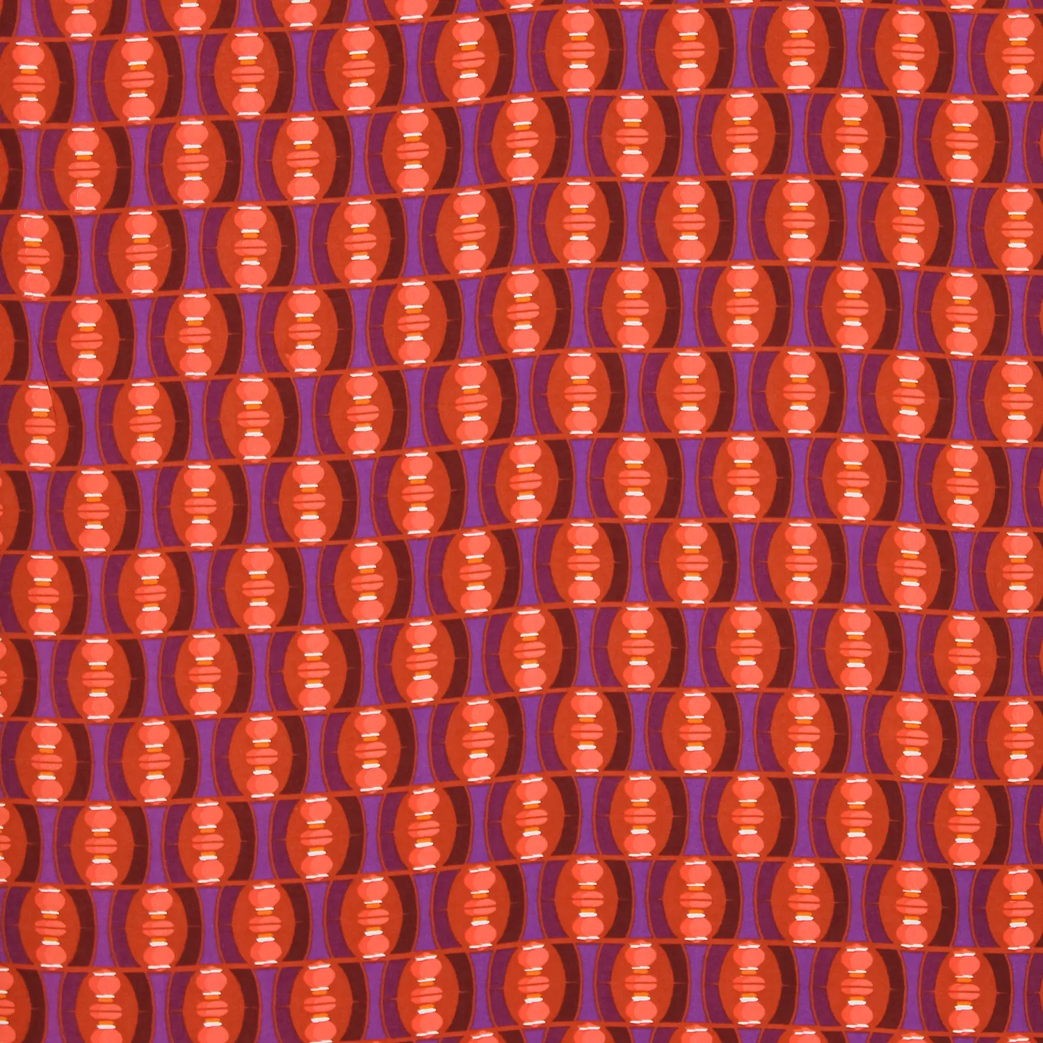 Viscose violet met bruin/oranje patroon   - Burda