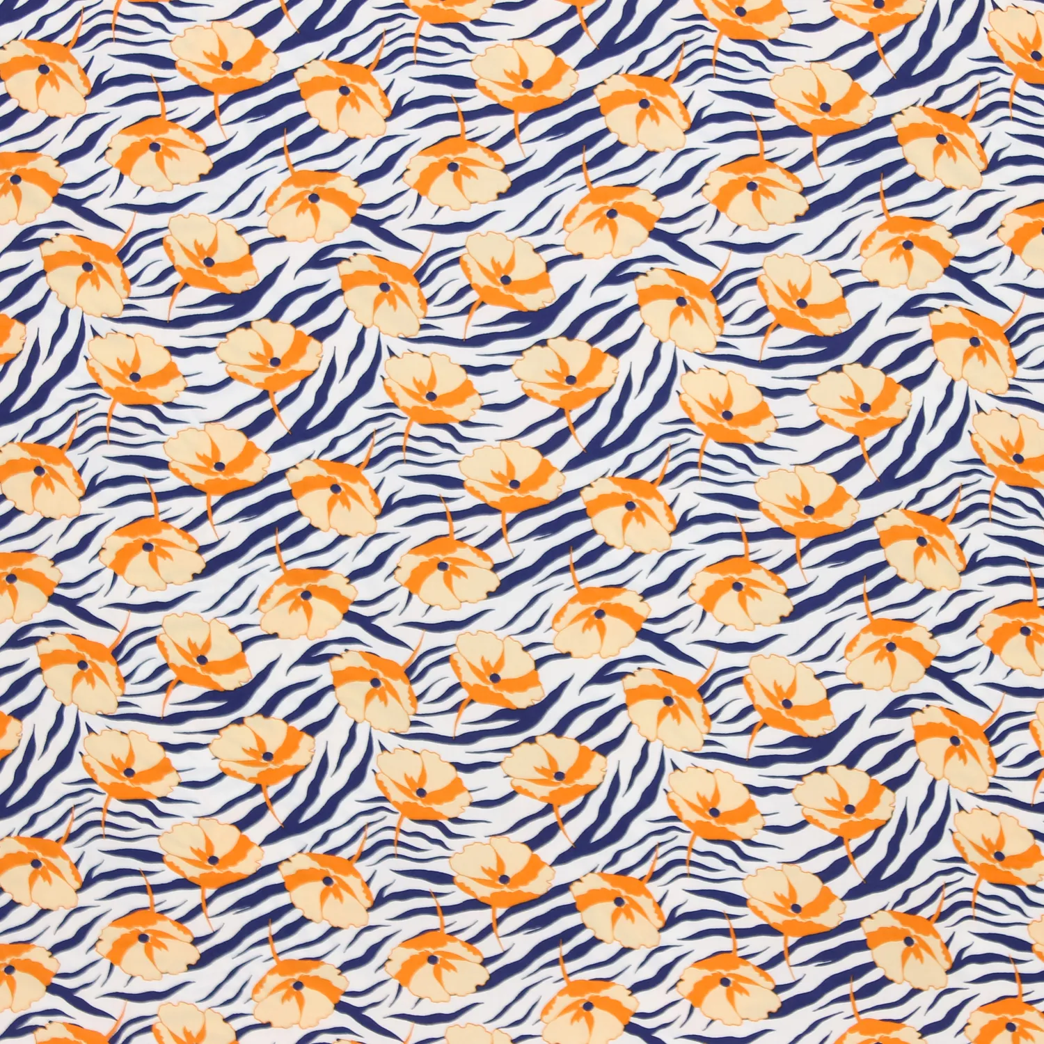 Viscose wit met strepen en bloemen
