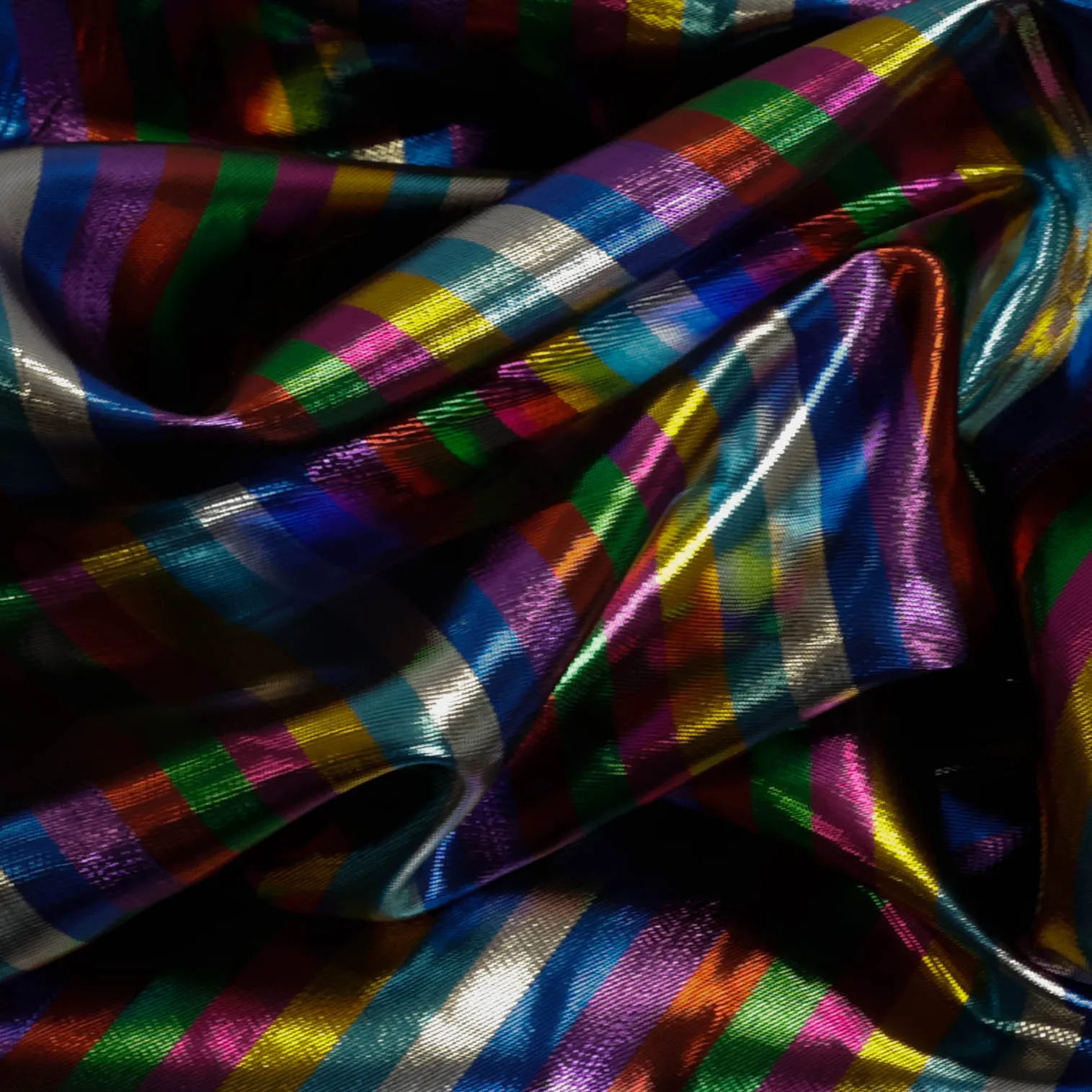 Polyester multicolor gestreept glanzend