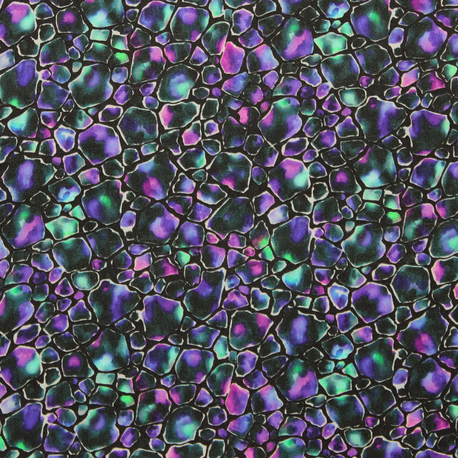 Viscose blauw met kleurrijke vlakken