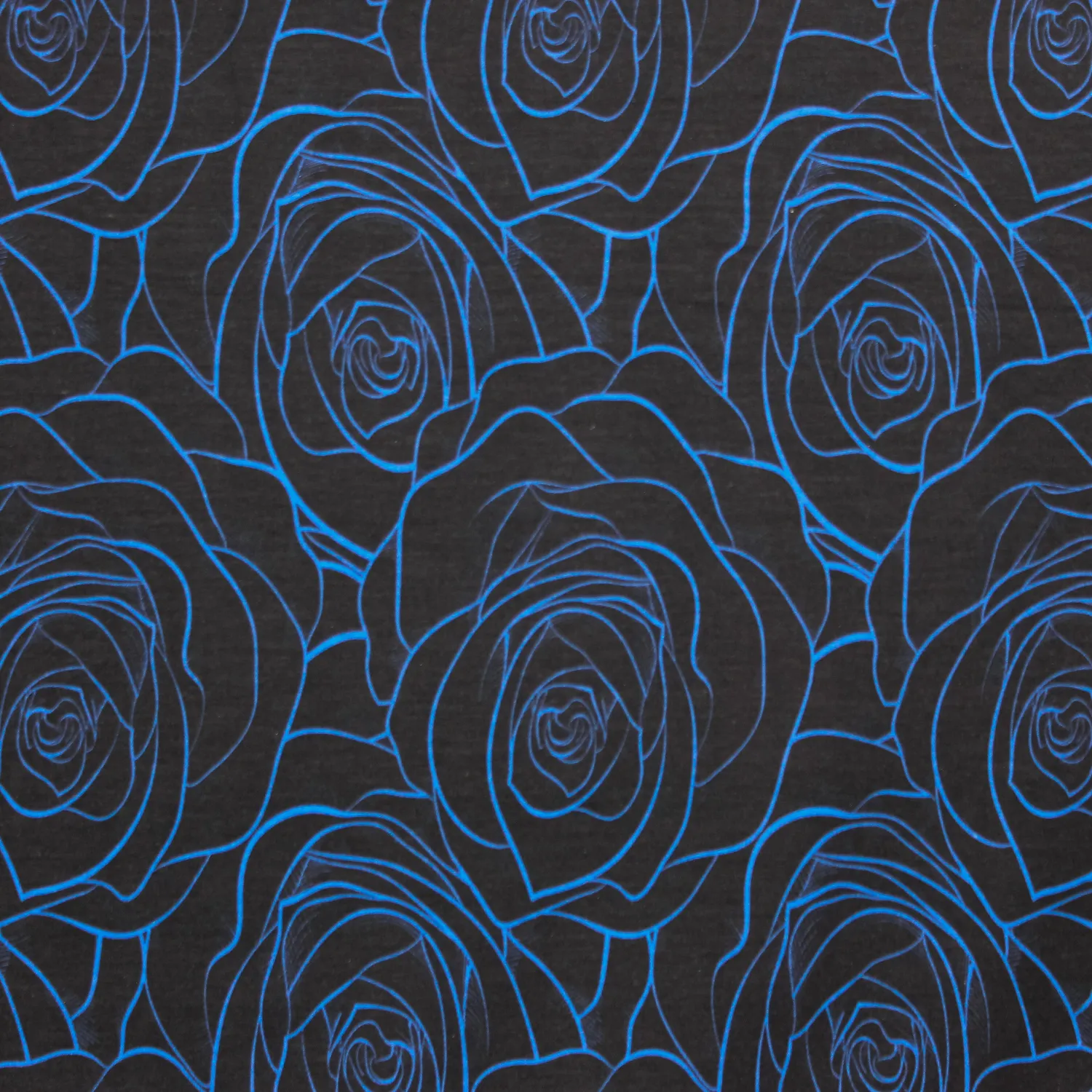 French Terry zwart met blauwe rozen