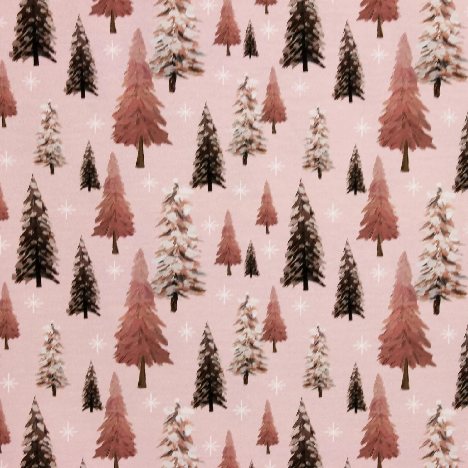 Tricot roze met dennebomen