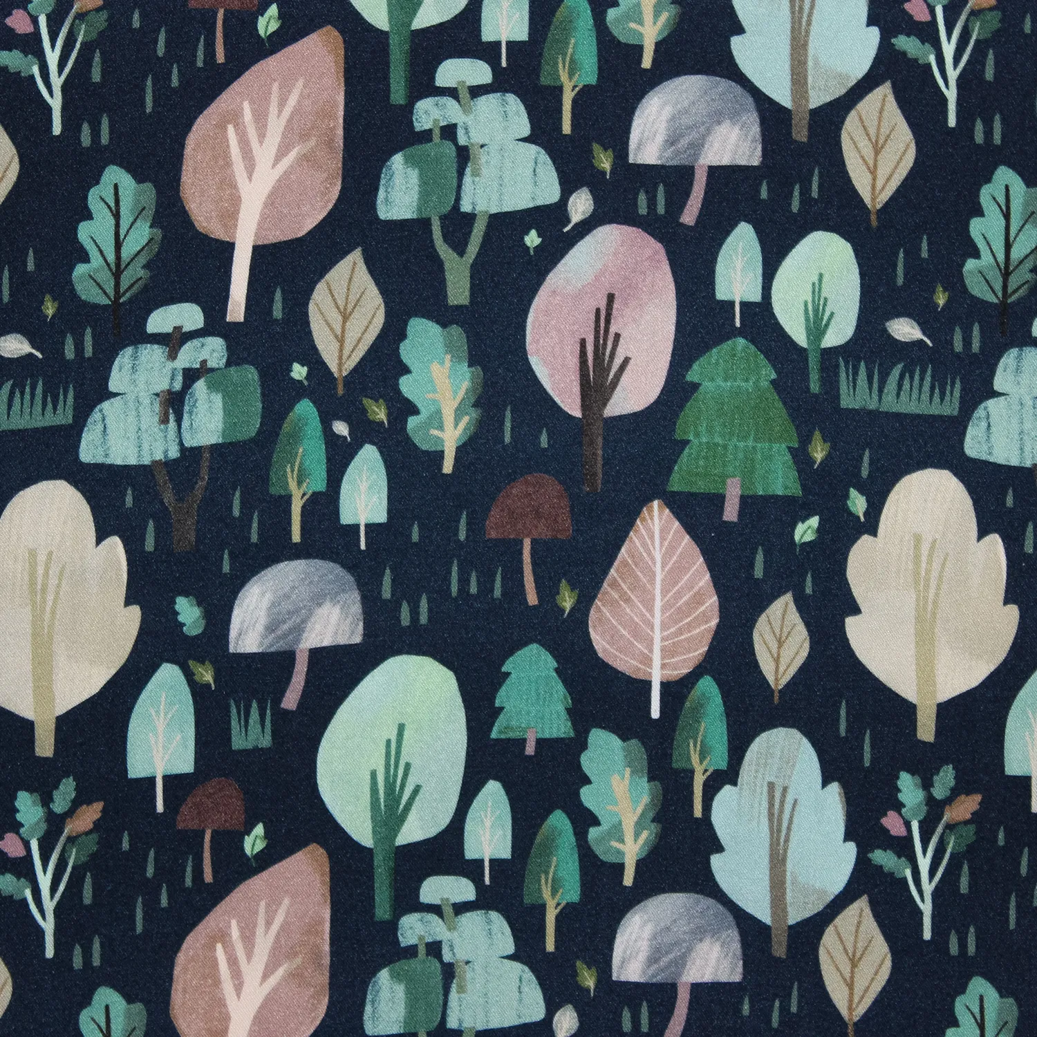 Viscose blauw met bomen - Katia Fabrics