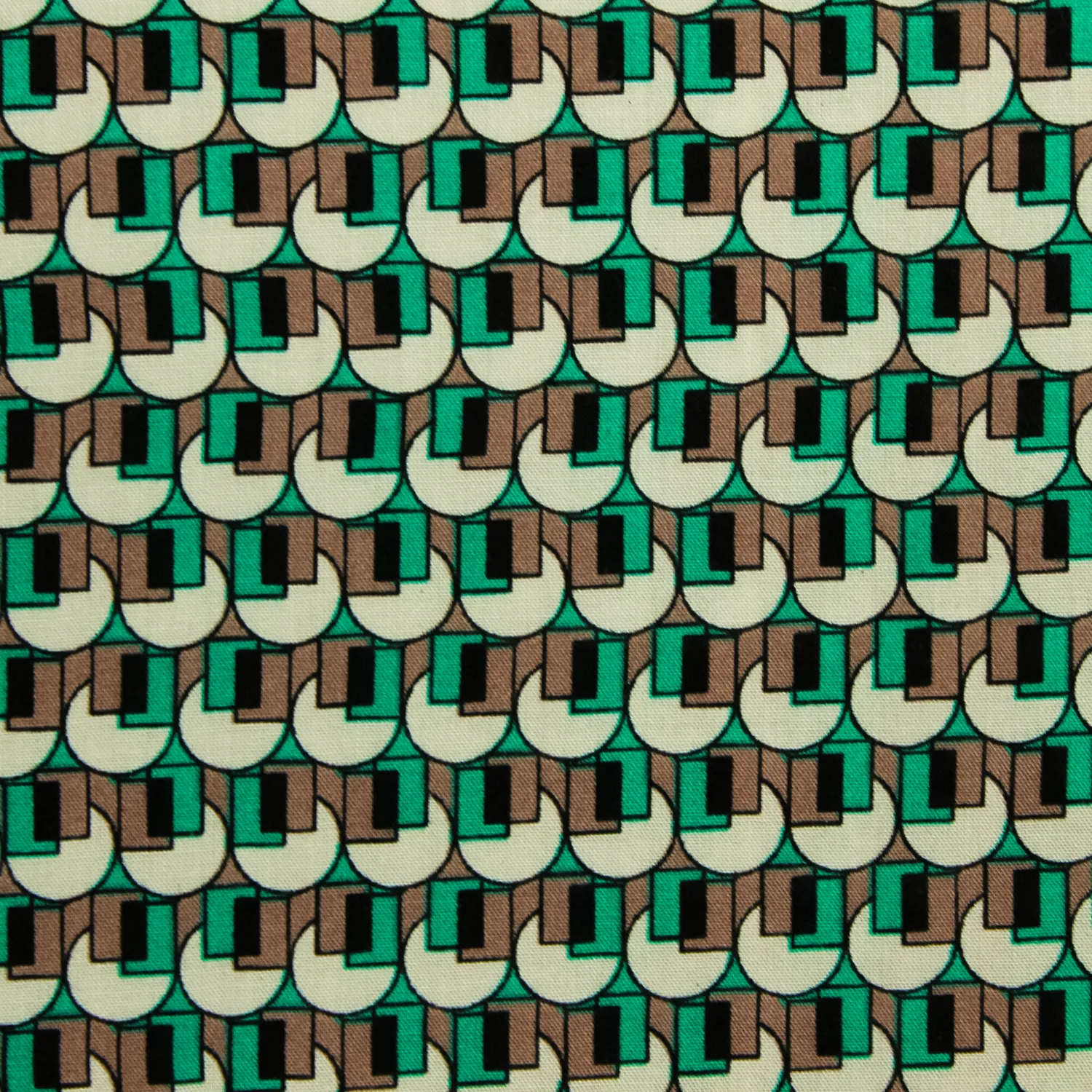 Viscose groen met retroprint