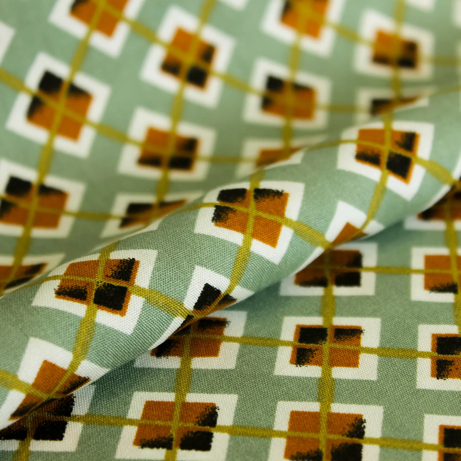 Viscose groen met ruitenmotief