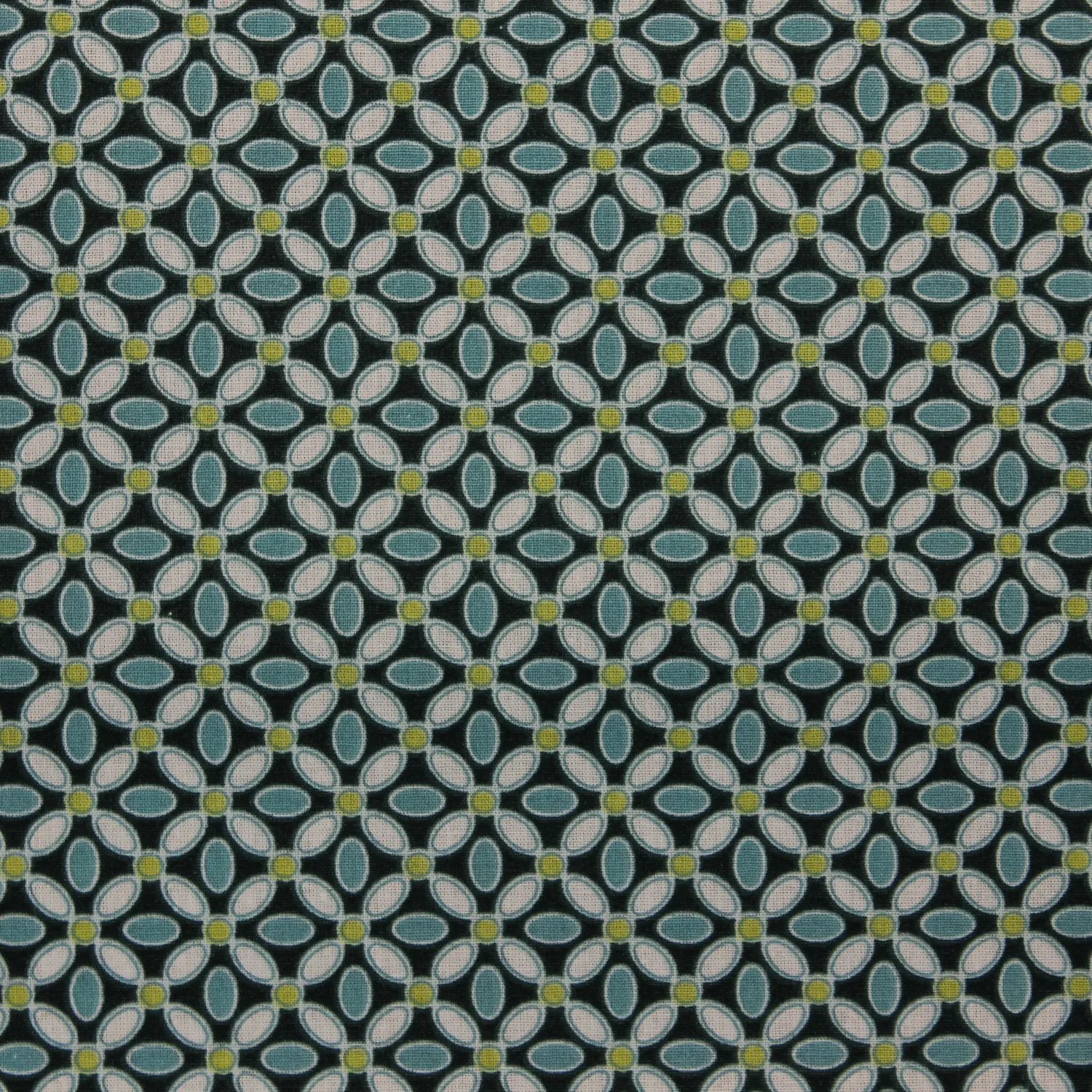 Katoen blauw met cirkelmotief