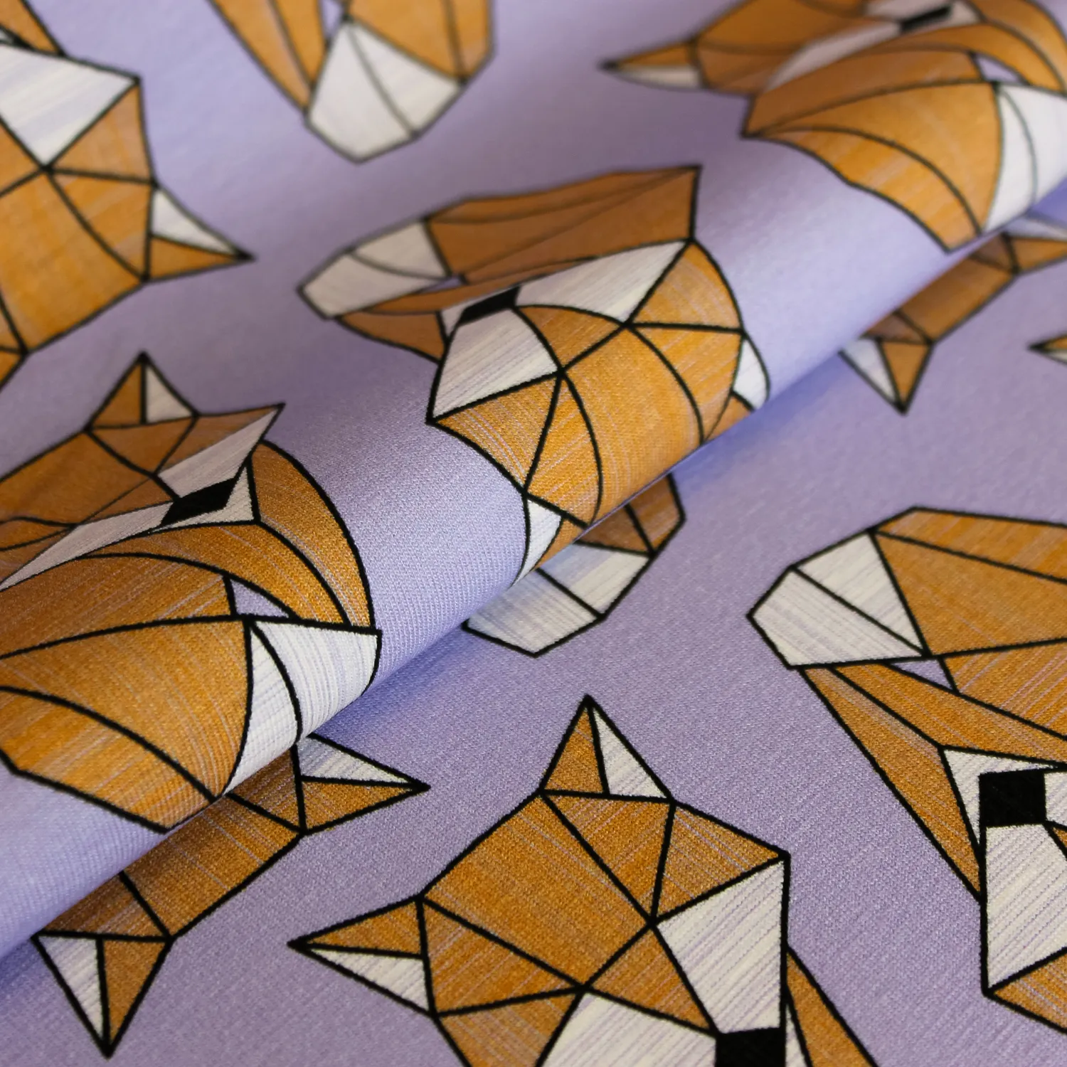 Katoen tricot paars met vossen