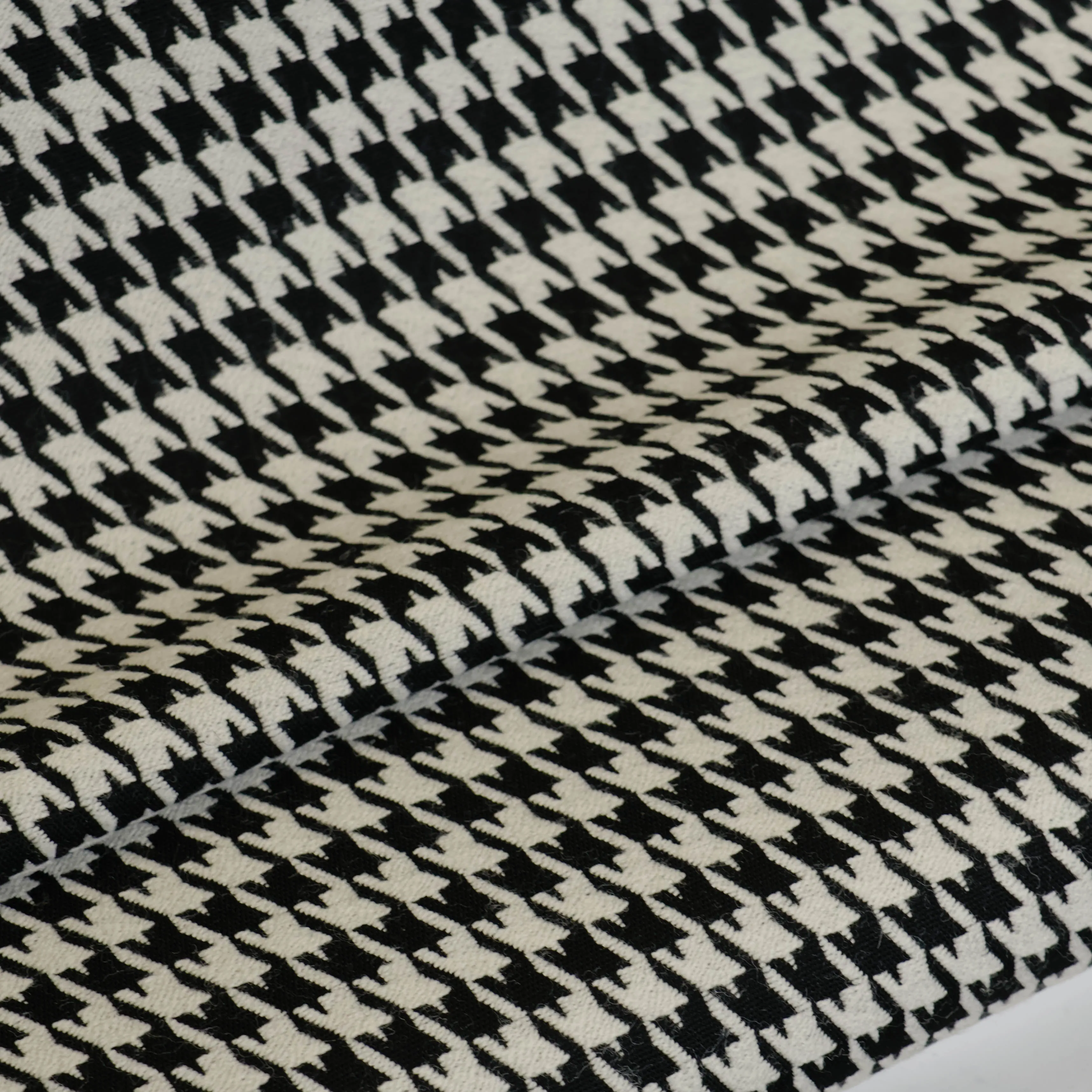 Jacquard wol pied-de-poule zwart en wit - Lorré
