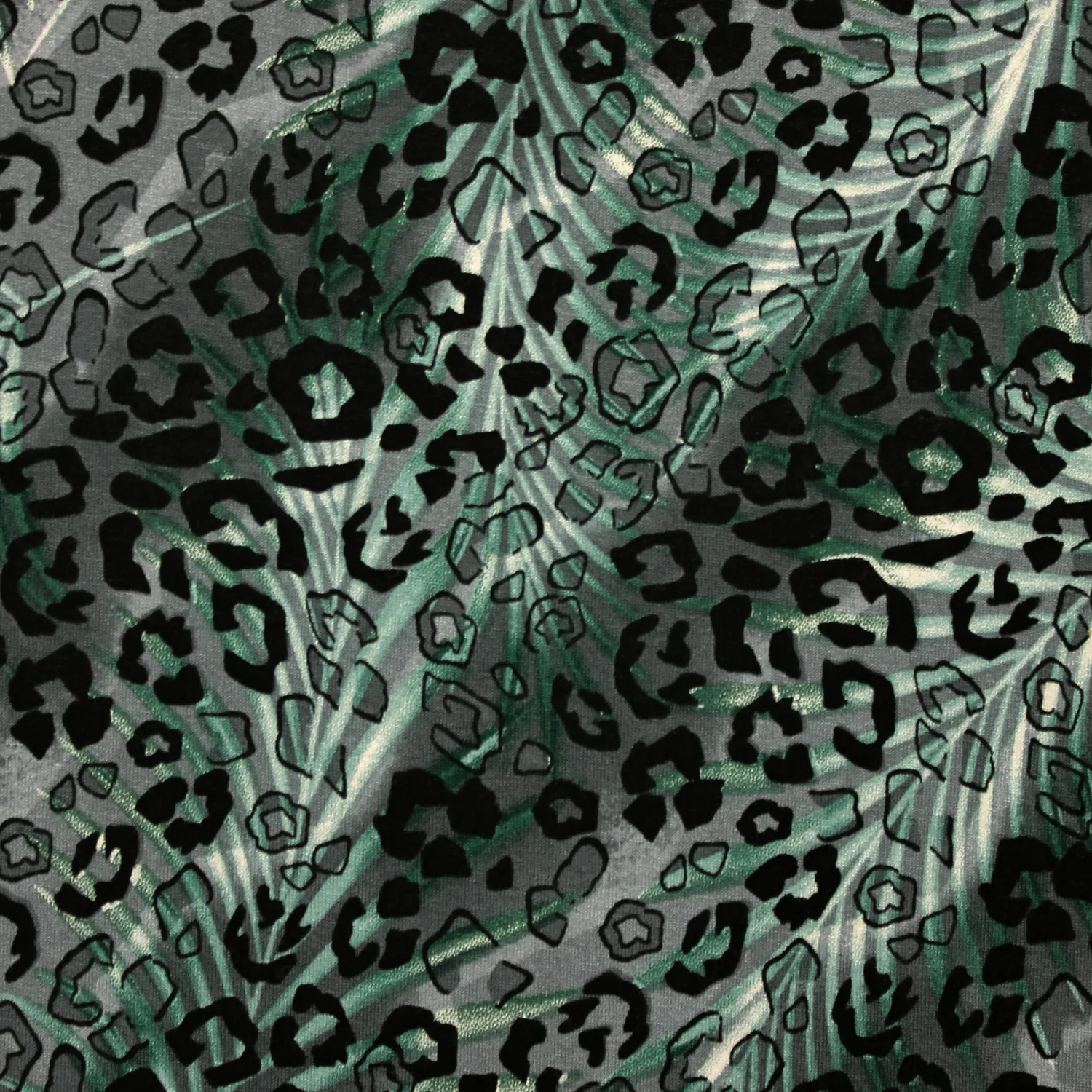 Viscose tricot grijs met luipaardprint