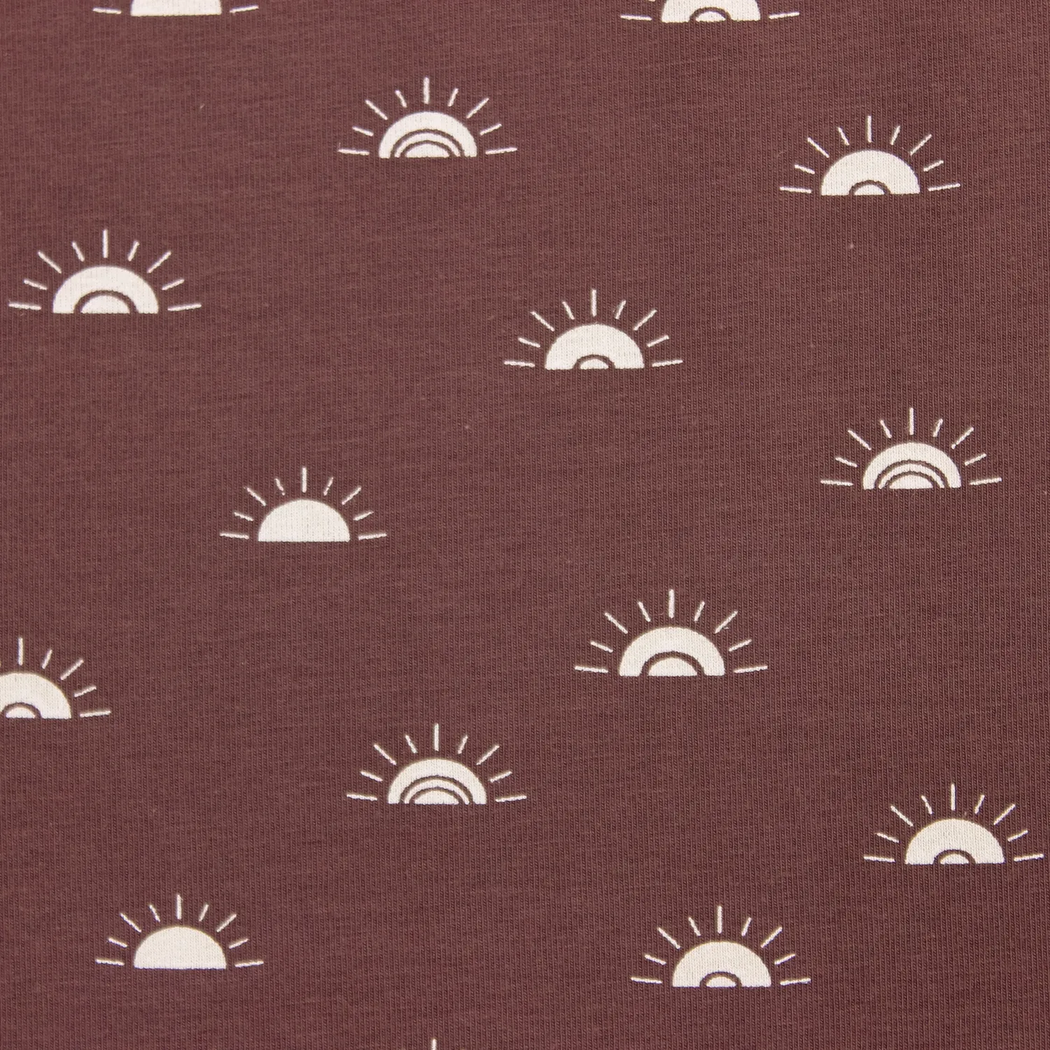 Katoen tricot mauve met zonnetjes