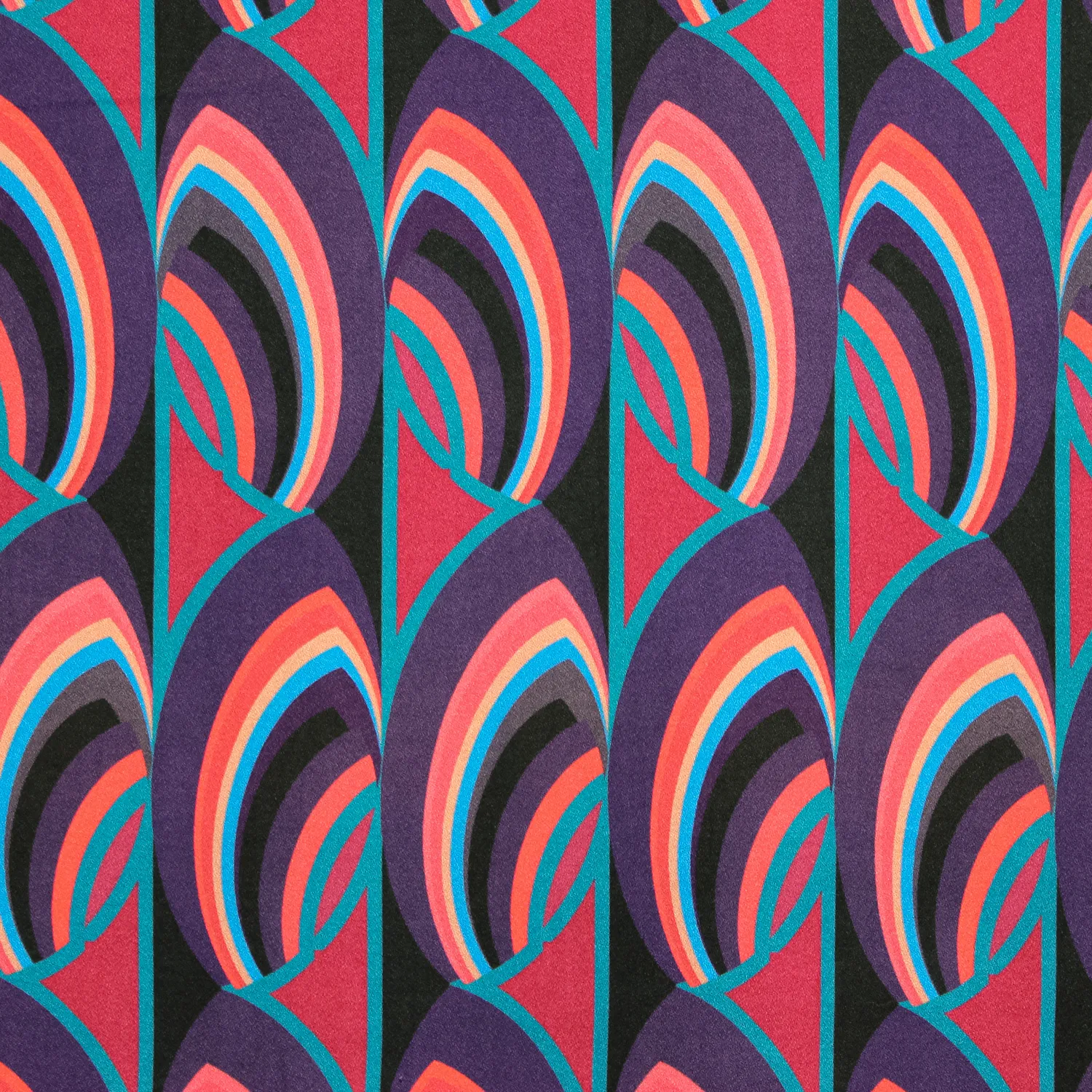 Viscose mauve met abstract motief