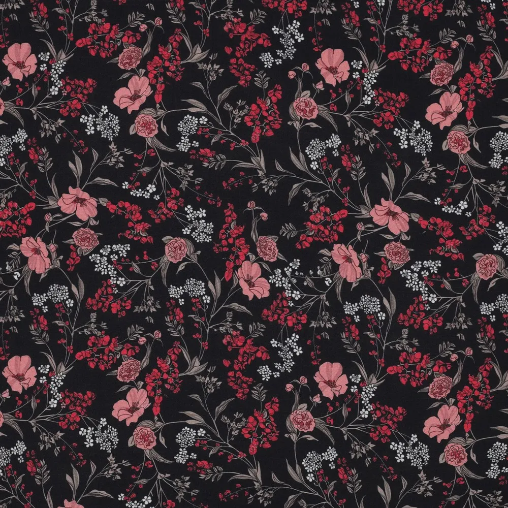 Viscose blauw met bloemen - Poppy