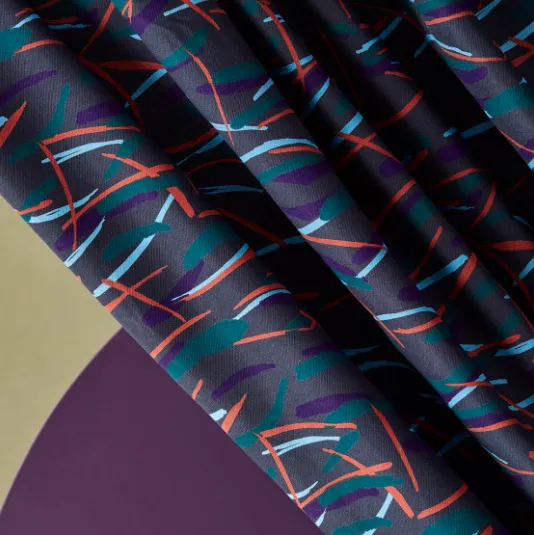 Viscose twill nacht abstracte strepen - Atelier Brunette