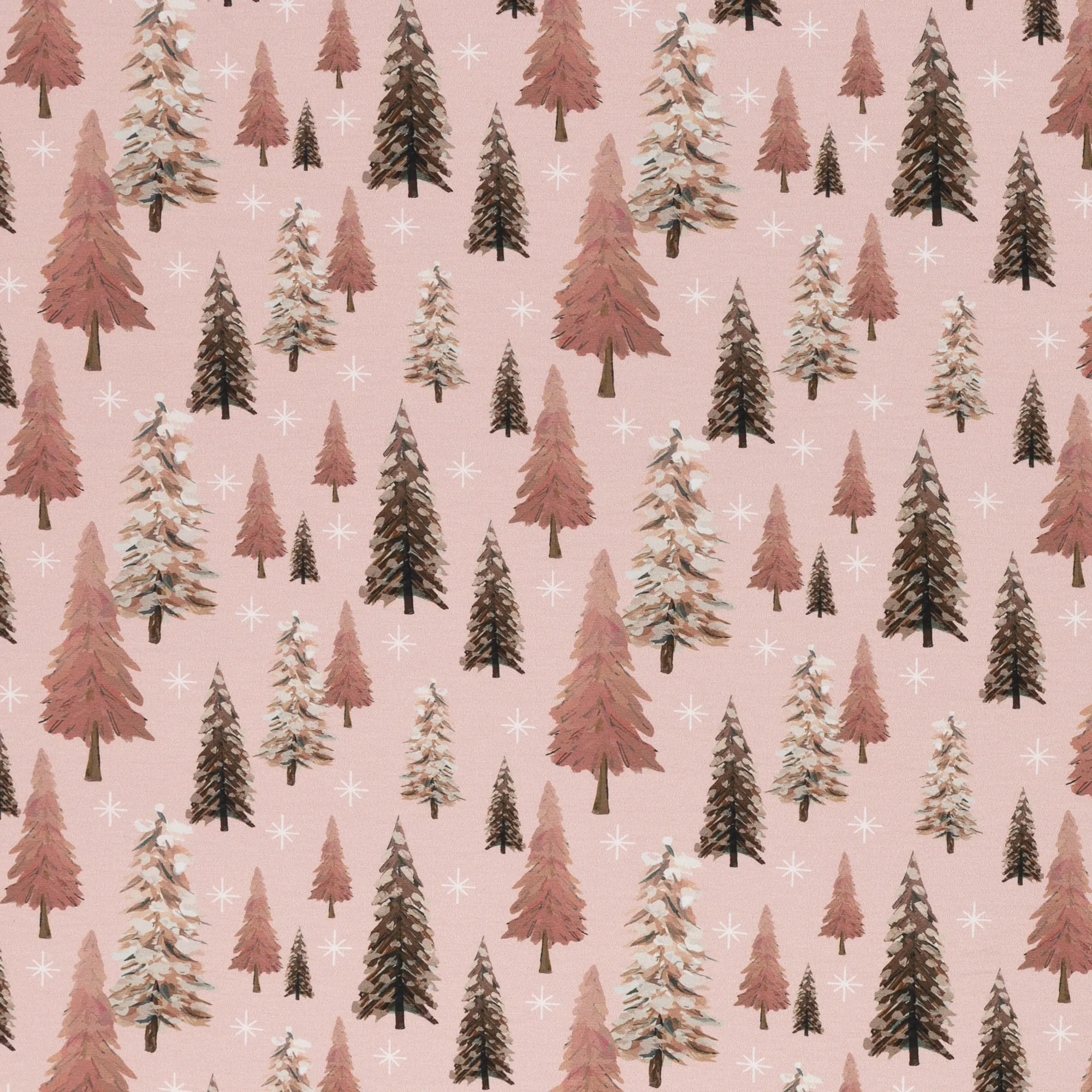 Tricot roze met kerstbomen