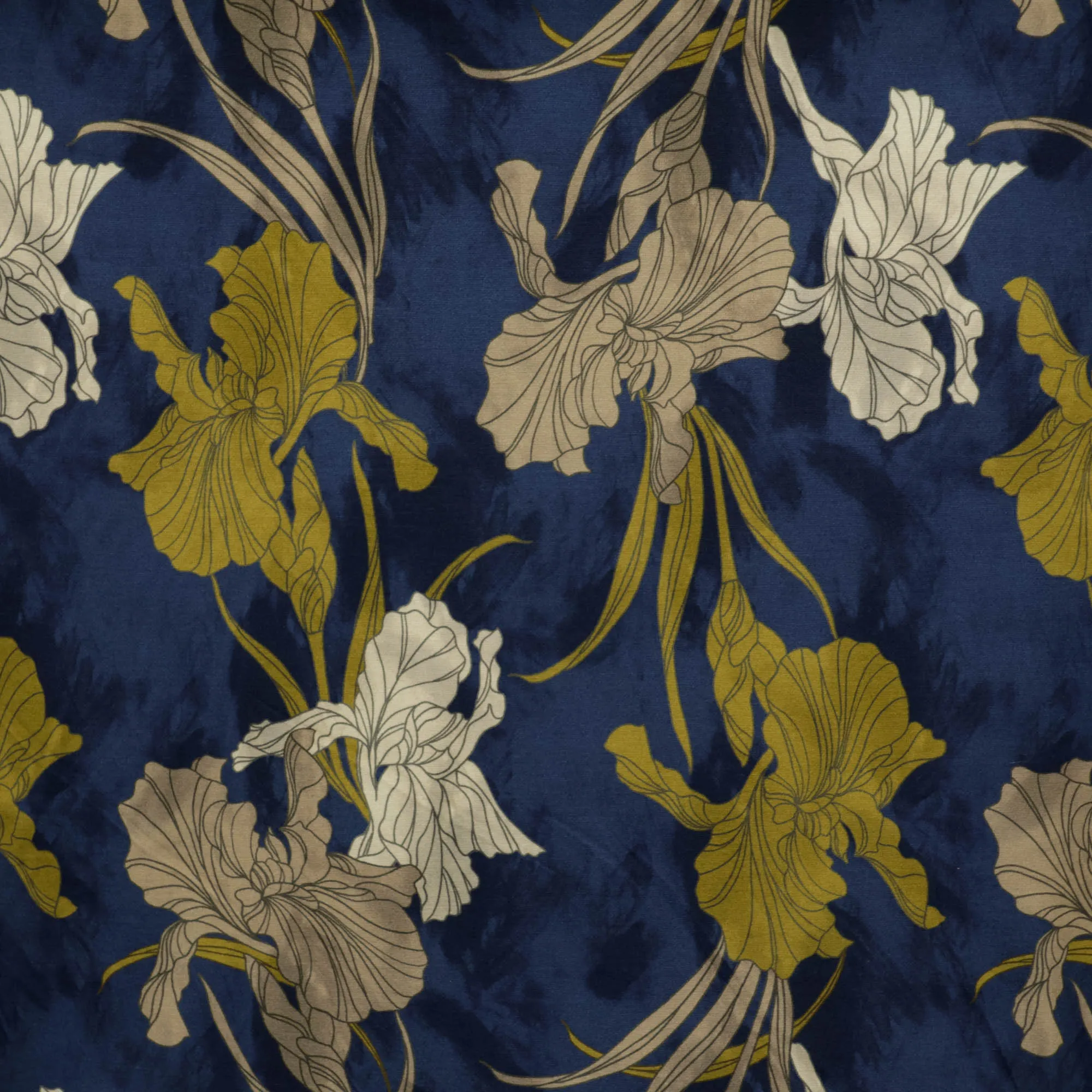 Viscose jersey blauw met bloemen - Alta Moda