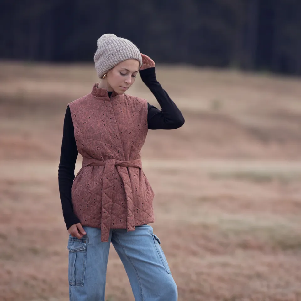 Linnen/viscose roest met zwarte print 'Season Greenings' - See you at six