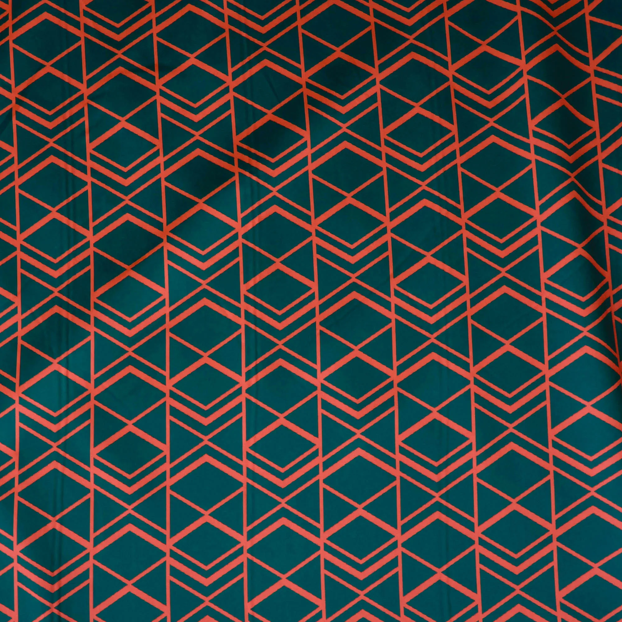 Jacquard mikado dubbelzijdig geometrisch rood-groen - Lorré