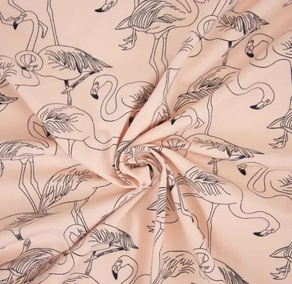 Tricot licht koraal met flamingo's - Katia Fabrics