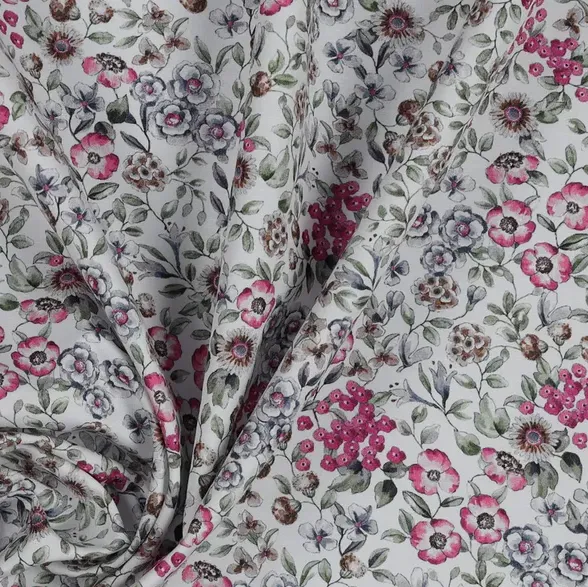 Fijne katoenen poplin besjes en bloemen - Poppy