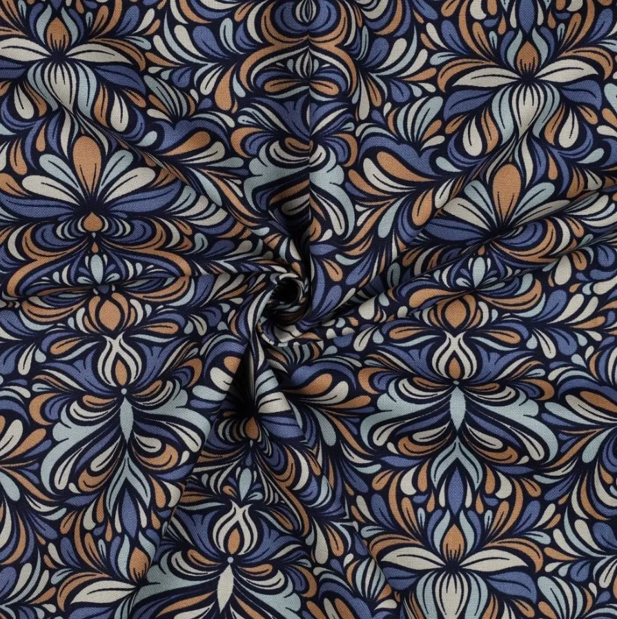 Canvas indigo boho patroon - Poppy