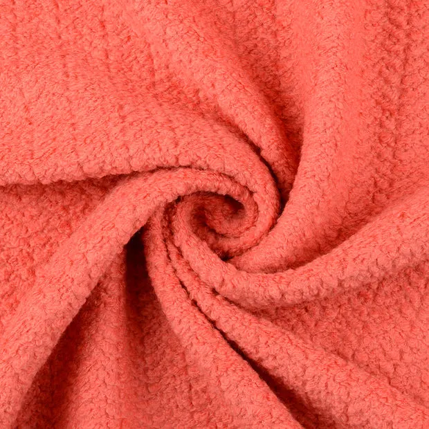 Wol bouclé koraalrood