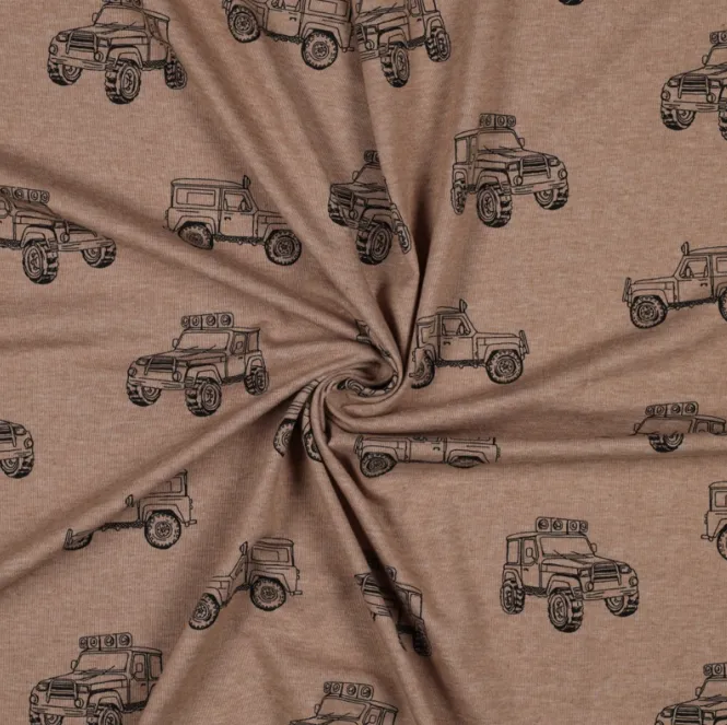 Tricot bruin met tractoren - Poppy