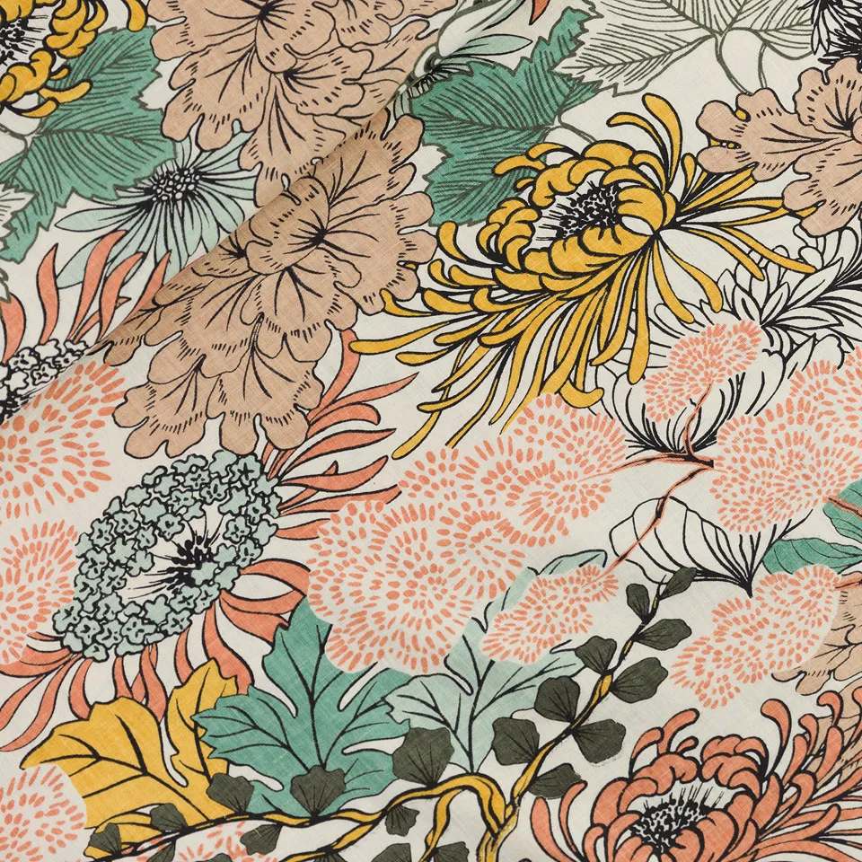 Linnen viscose 'Sea Garden' - See you at six