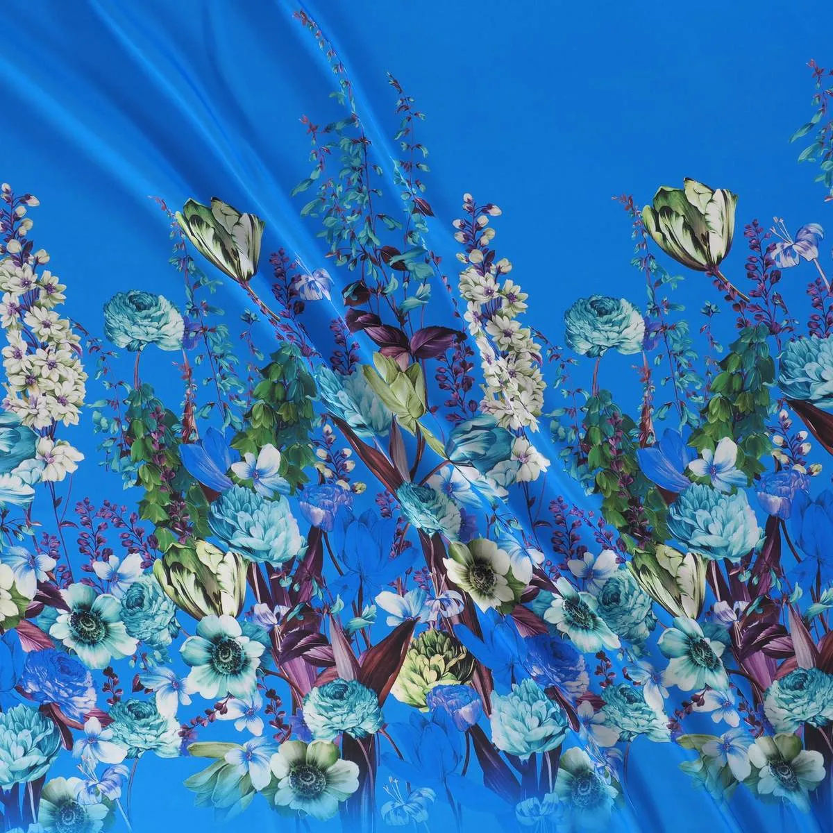 Paneel gerecycleerd polyester blauw met bloemenprint - Lorré