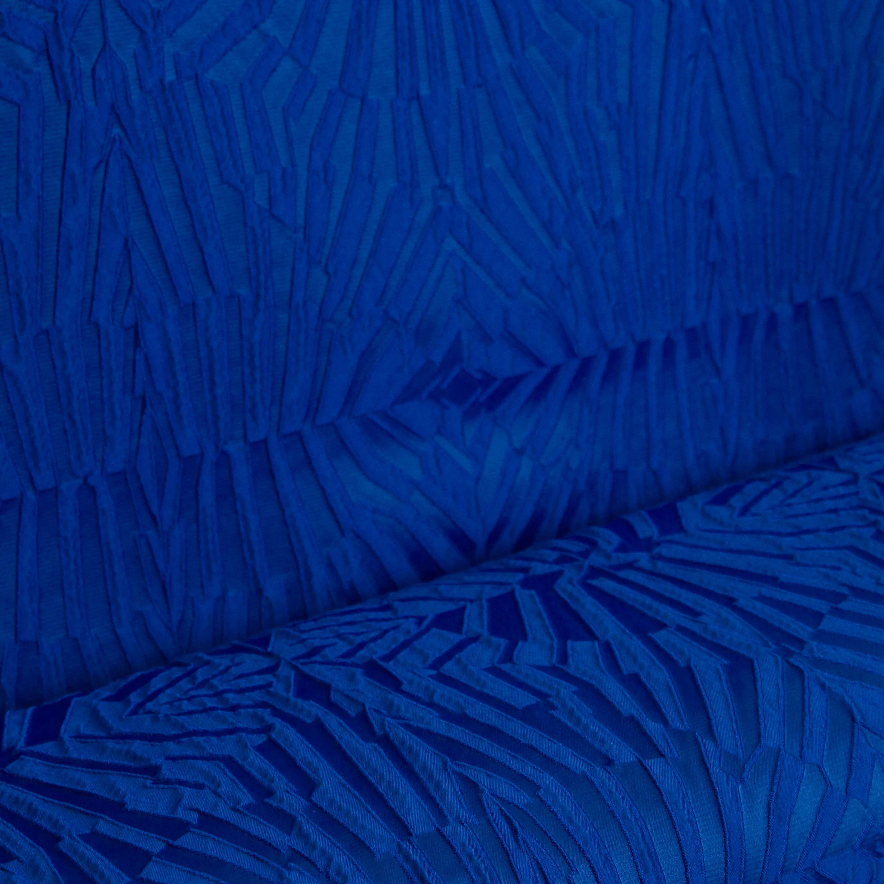 Polyestermengeling jacquard blauw met abstract motief - Lorré