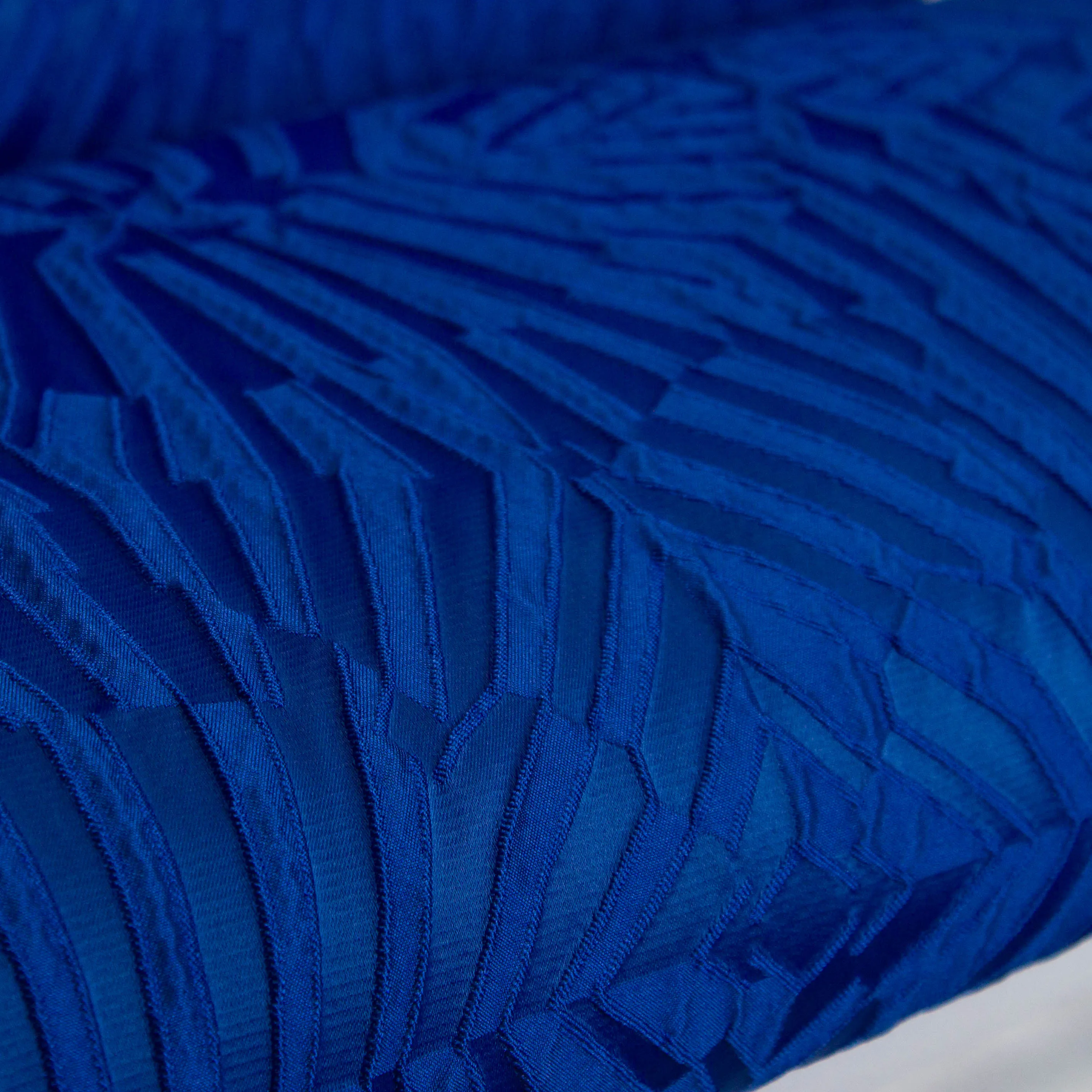 Polyestermengeling jacquard blauw met abstract motief - Lorré