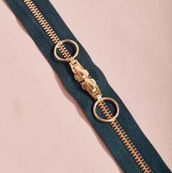 Rits met dubbele schuiver - 40 cm - gold - Forest - Atelier Brunette