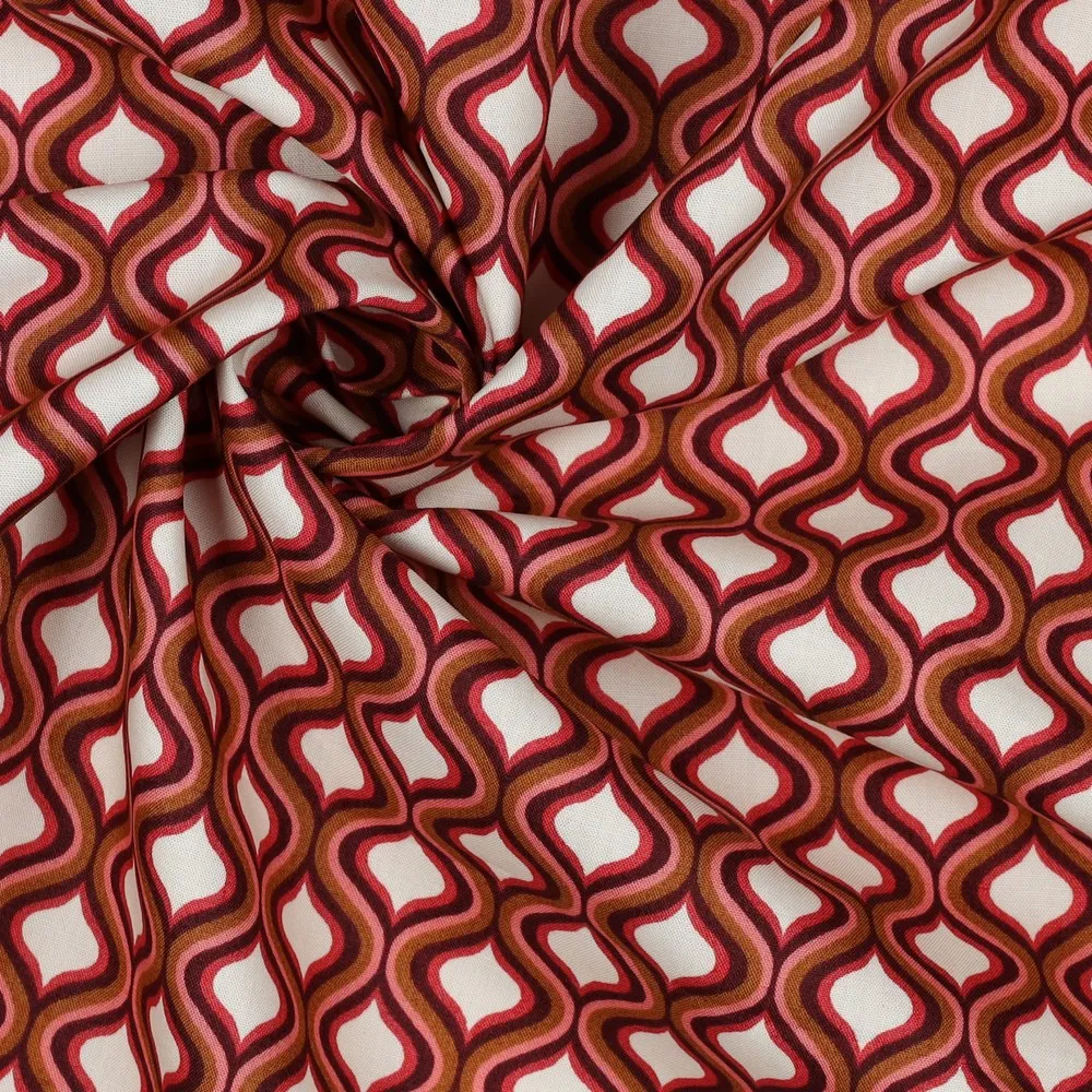 Poplin katoen ecru met geometrische figuren - Poppy