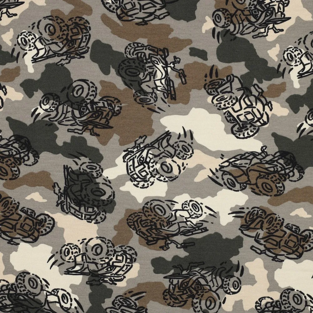 French terry camo met quats - Poppy