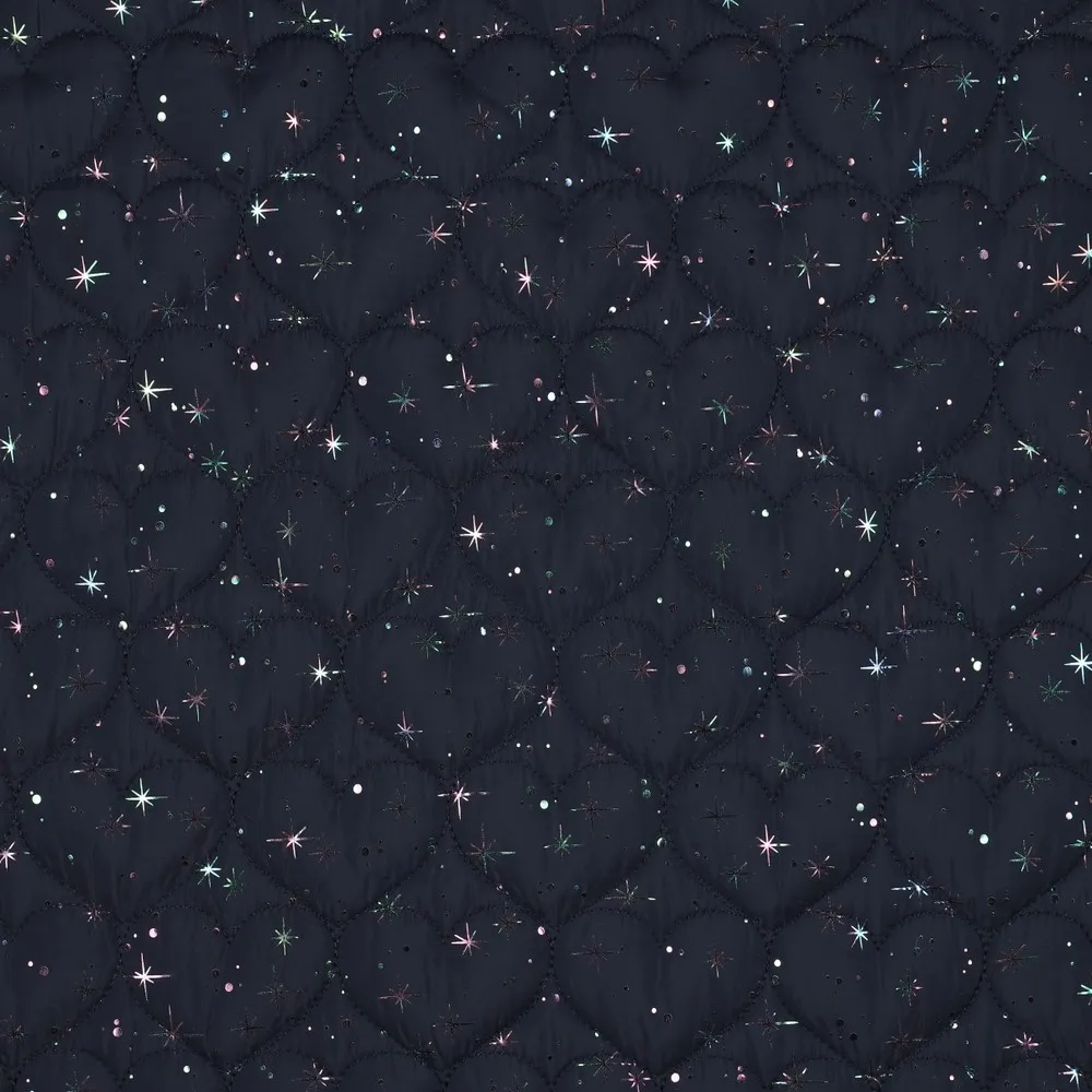 Matelassé blauw met glitterhartjes - Poppy