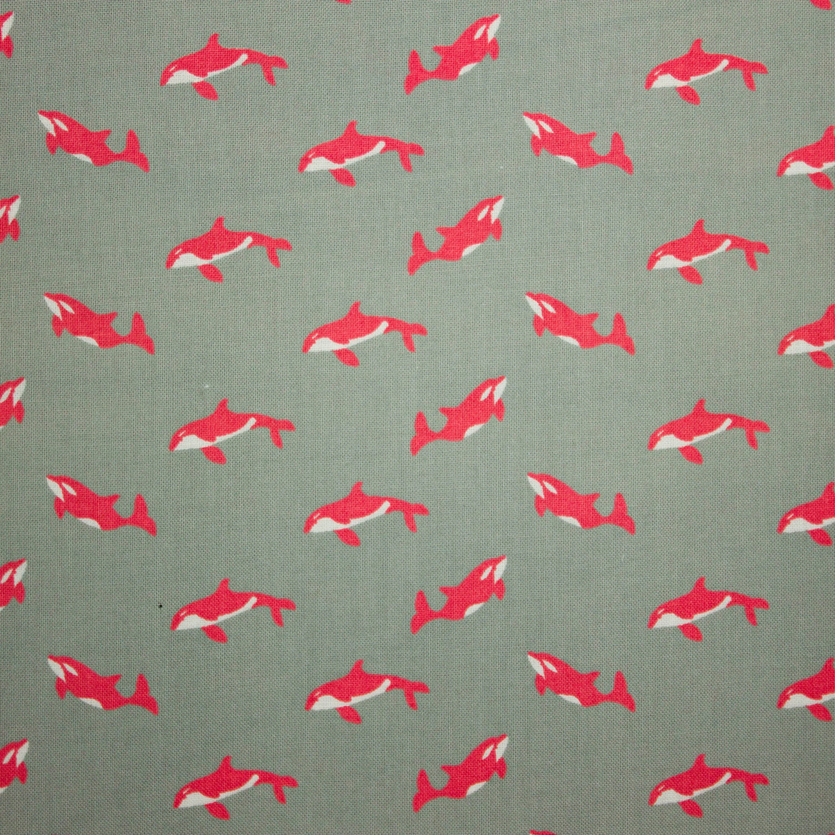 Katoen grijs met roze dolfijnen - Little Darling
