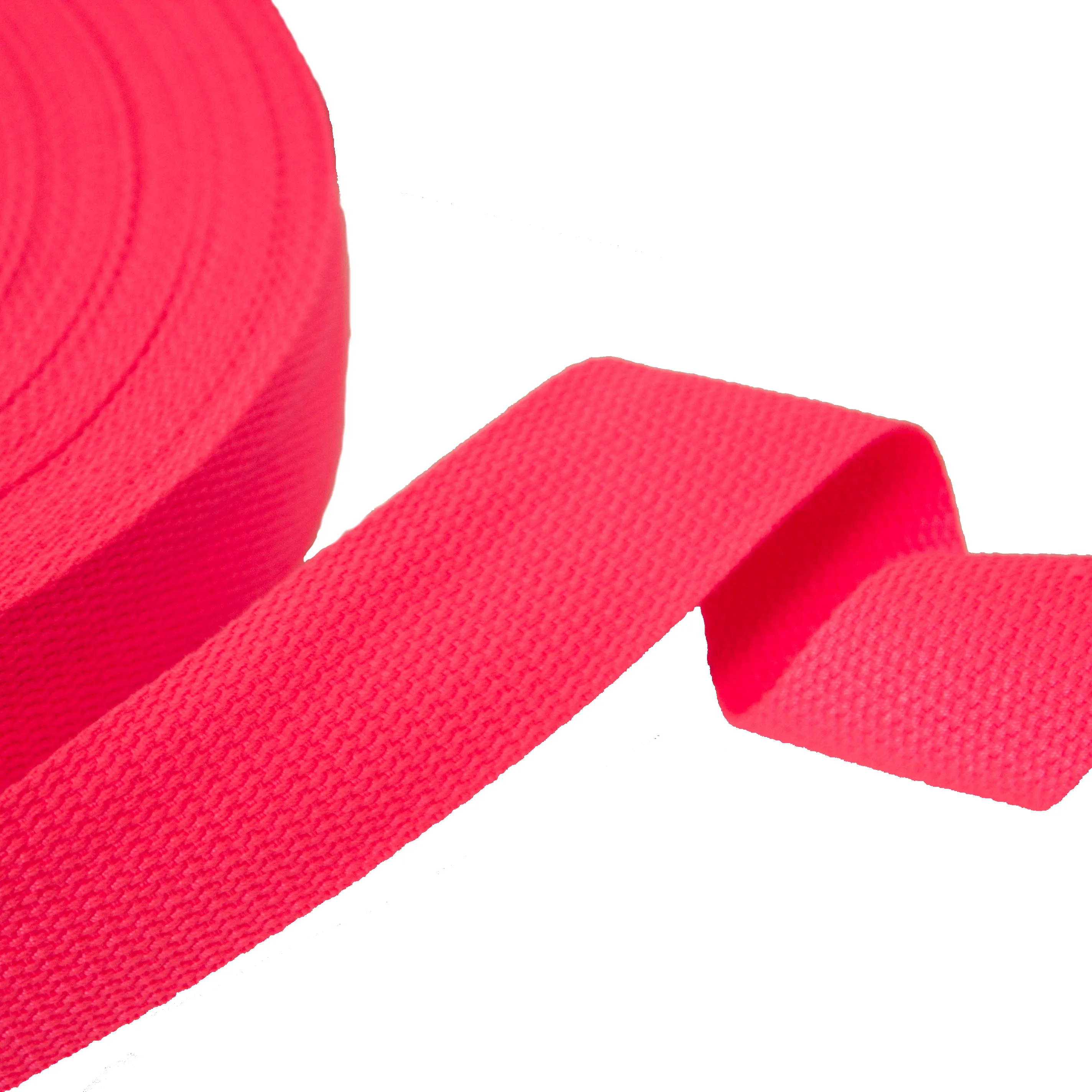 Tassenband / keperband 38 mm neon roze