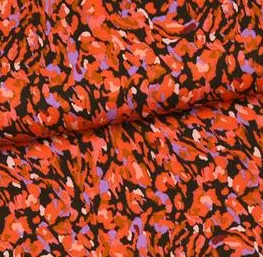 Viscose zwart met rood/paarse print - A La Ville