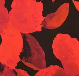 Polyester crêpe zwart met rode bloemen - Knipmode