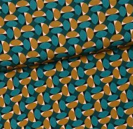 Viscose blauwgroen met abstracte cirkels - A La Ville