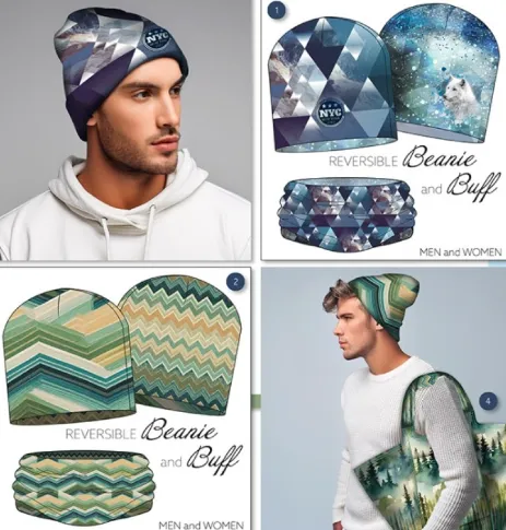 Paneel french terry 'Ice Crystals' muts en sjaal - Stenzo