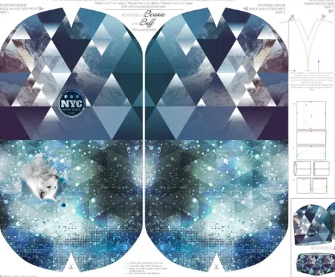Paneel french terry 'Ice Crystals' muts en sjaal - Stenzo