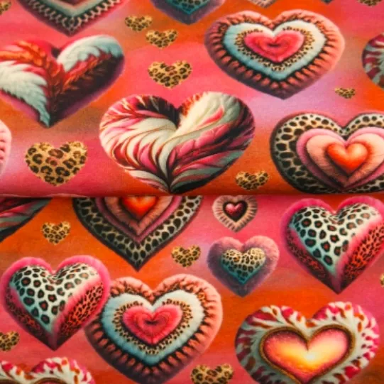 French terry roze 'Leopard's Hearts' - Stenzo