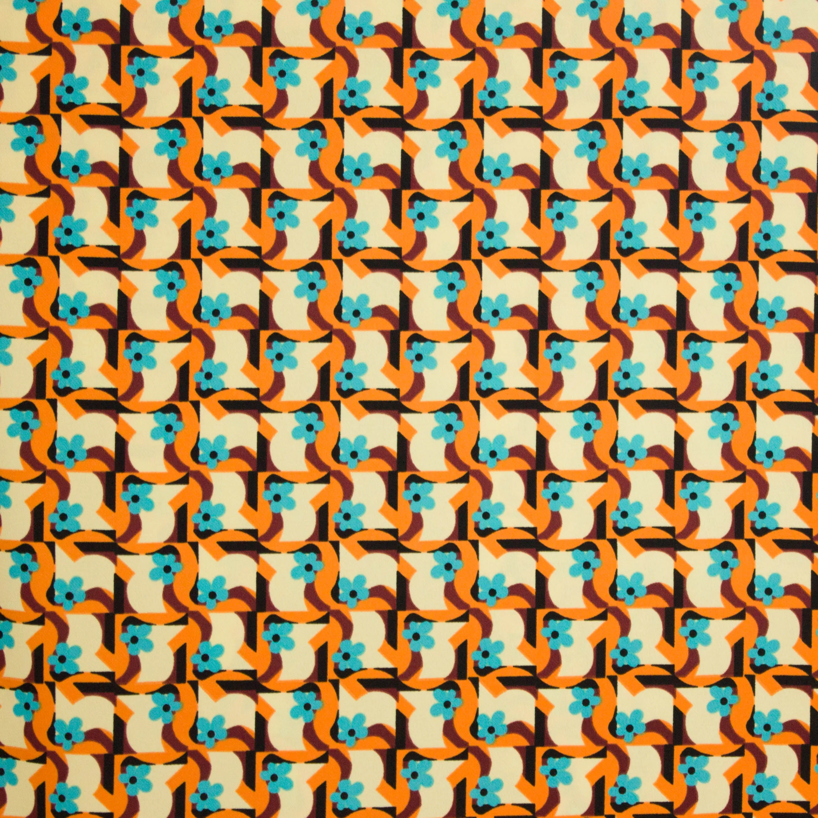 Polyester geel retro motief
