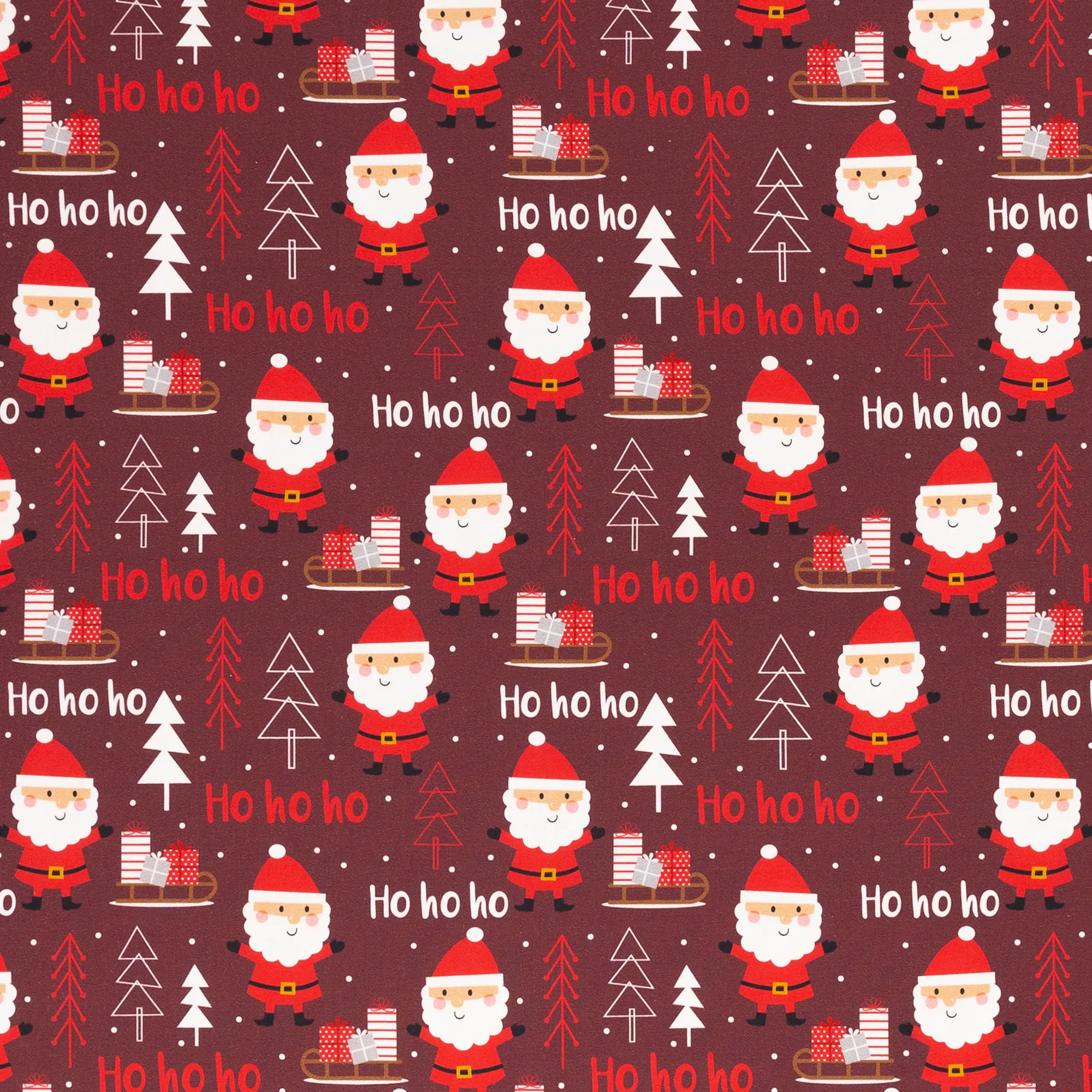 Katoen bordeaux met kerstmannen 'Kim'