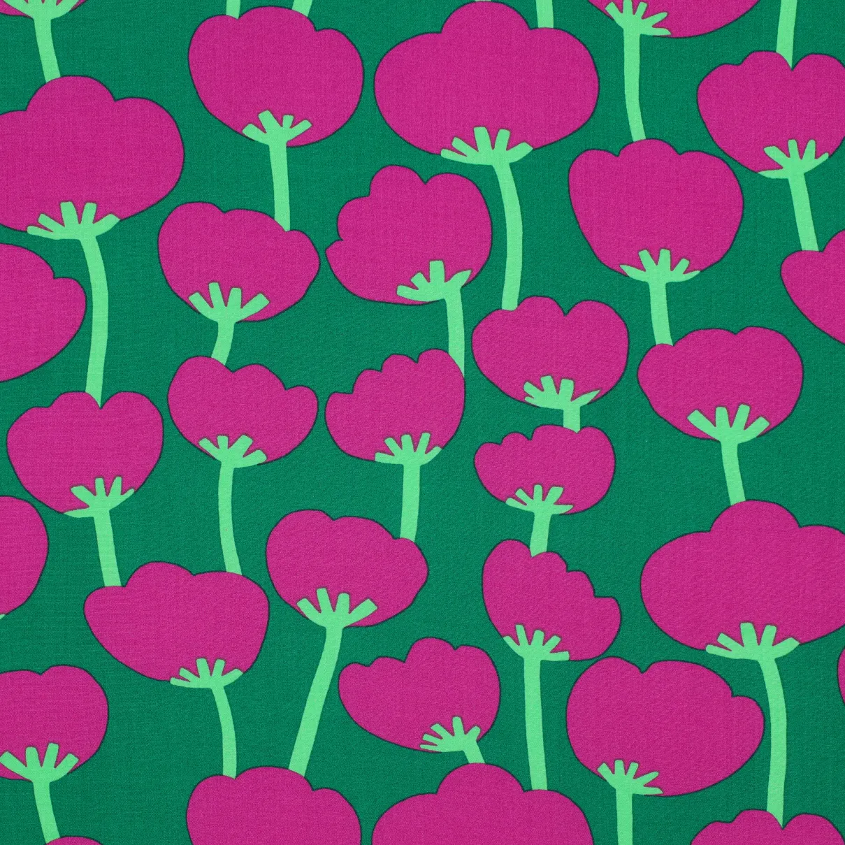 Lenzing ecovero groen met poppies - Nerida Hansen