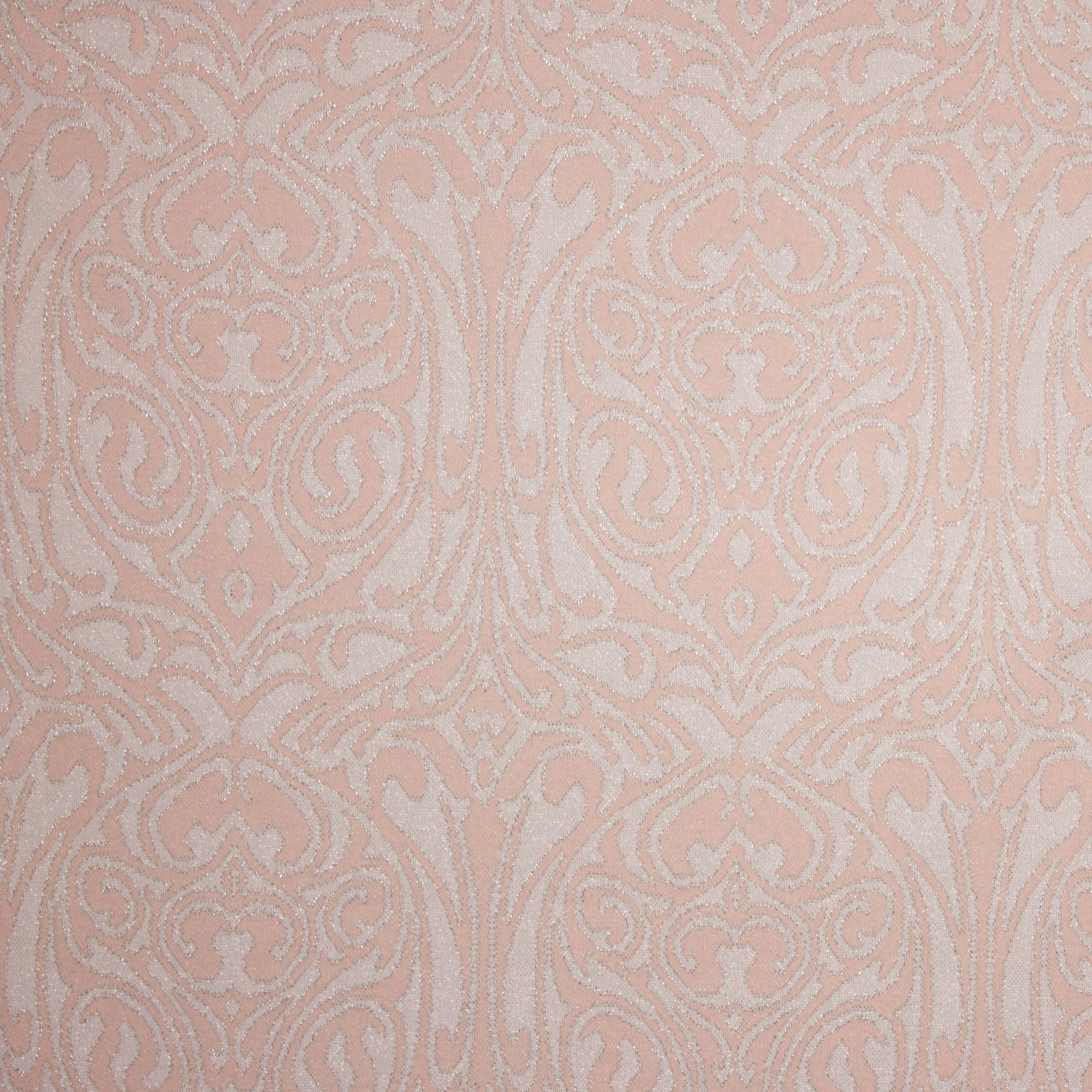 Jacquard tricot barok zalmroze zilverdraad
