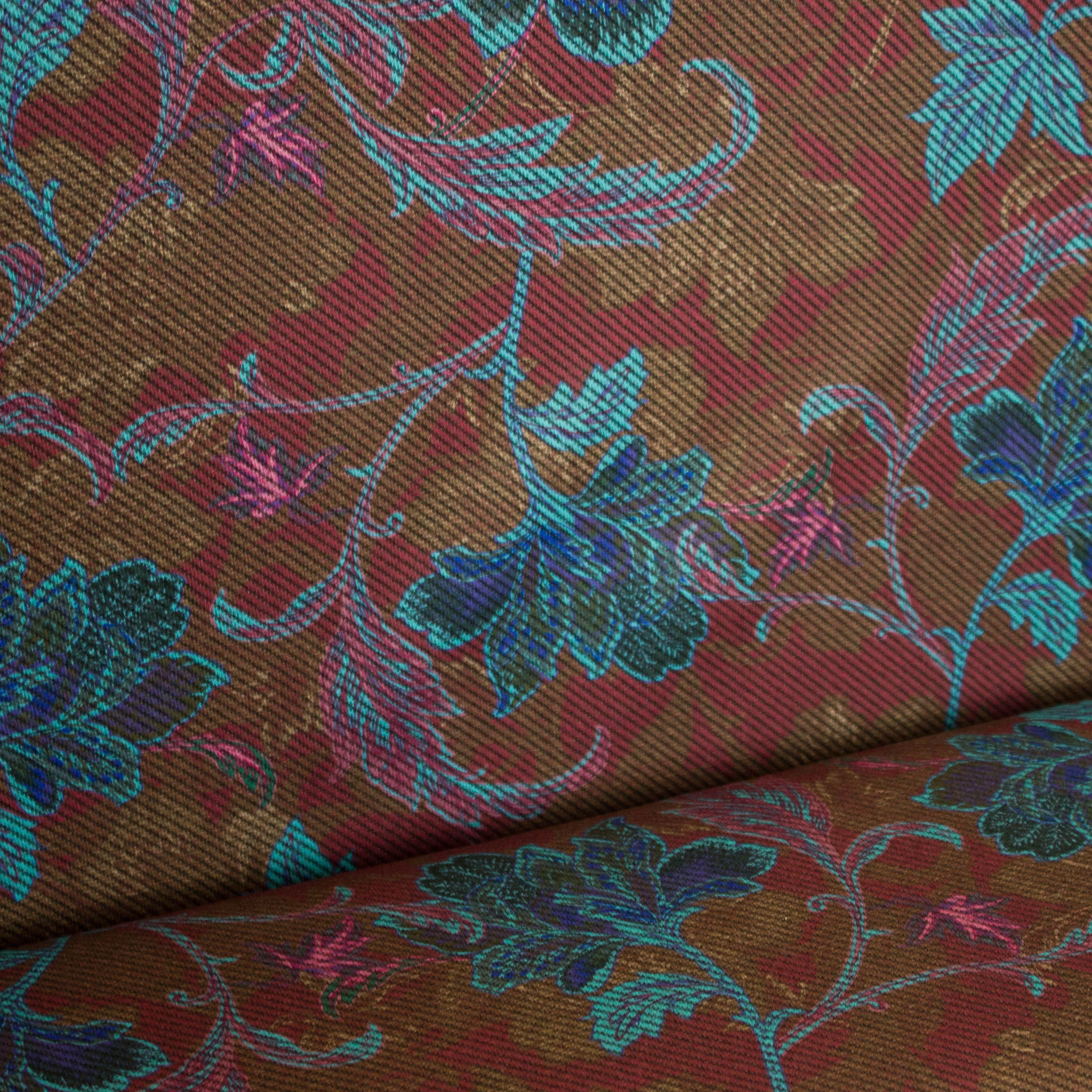 Bedrukte double face met blauwe bloemen - A La Ville