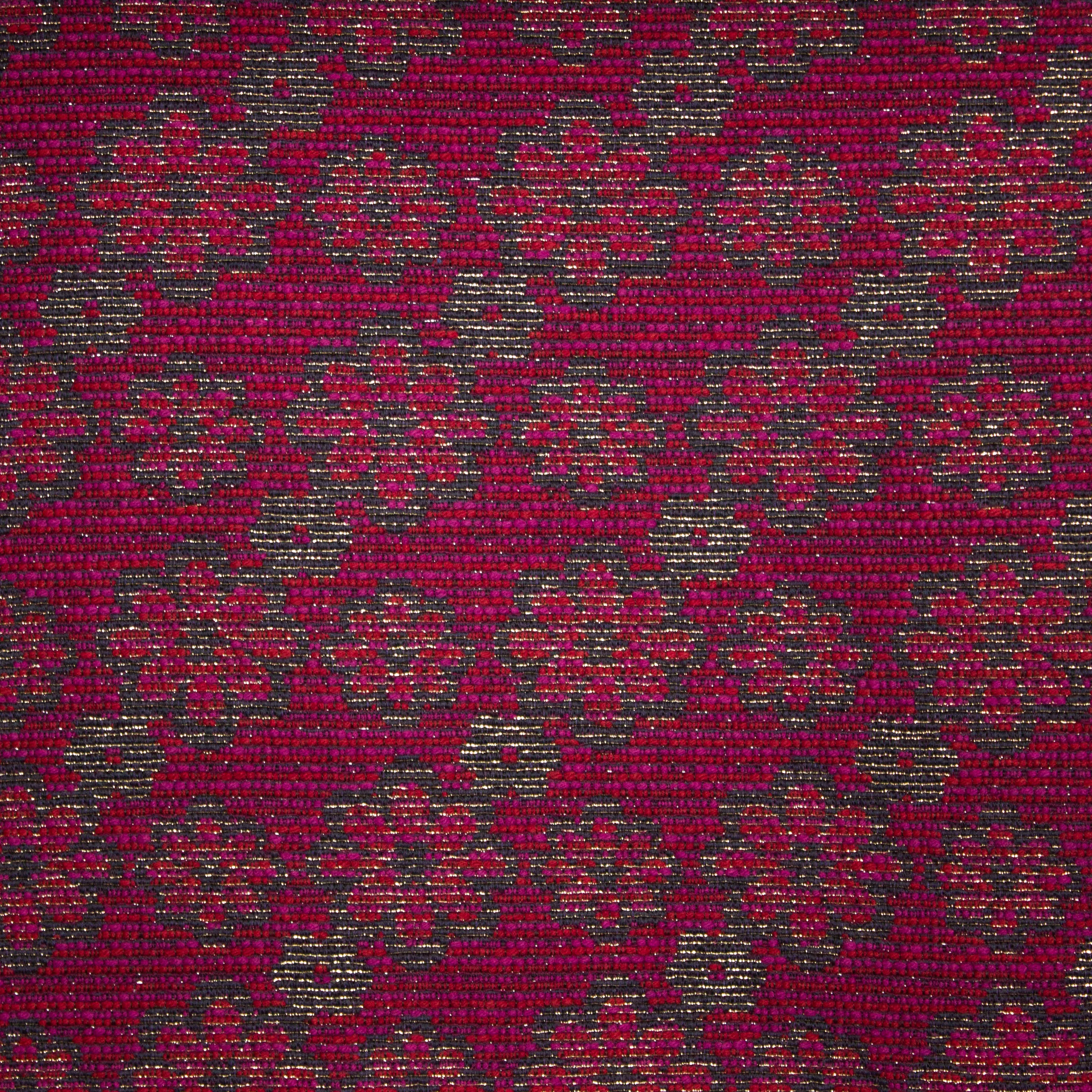 Double face jacquard zwart met gouden lijnen en roze bloemen - Lorré