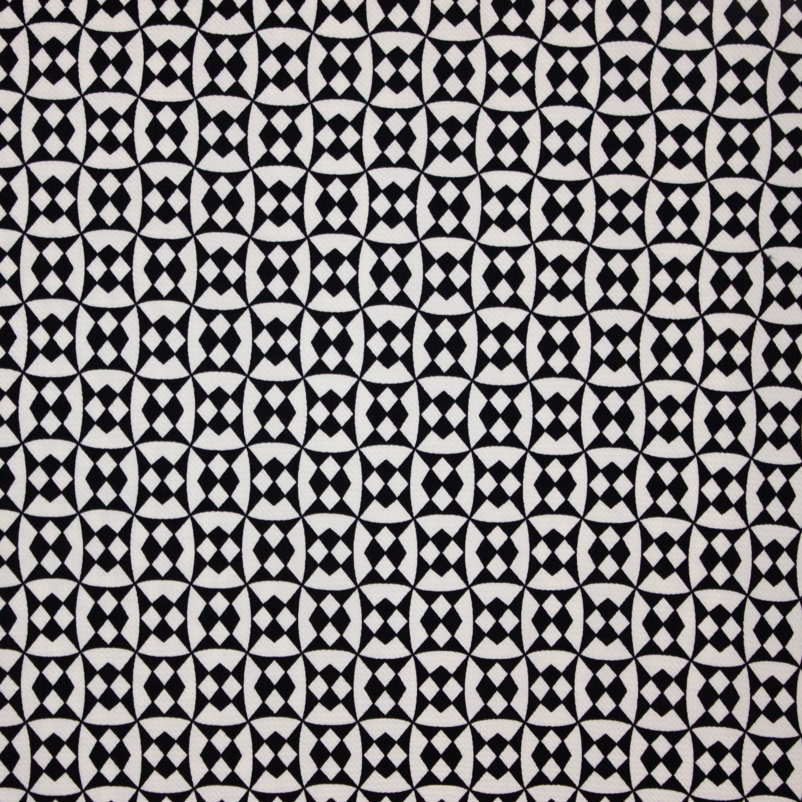 Structuurtricot wit zwart geometrisch motief